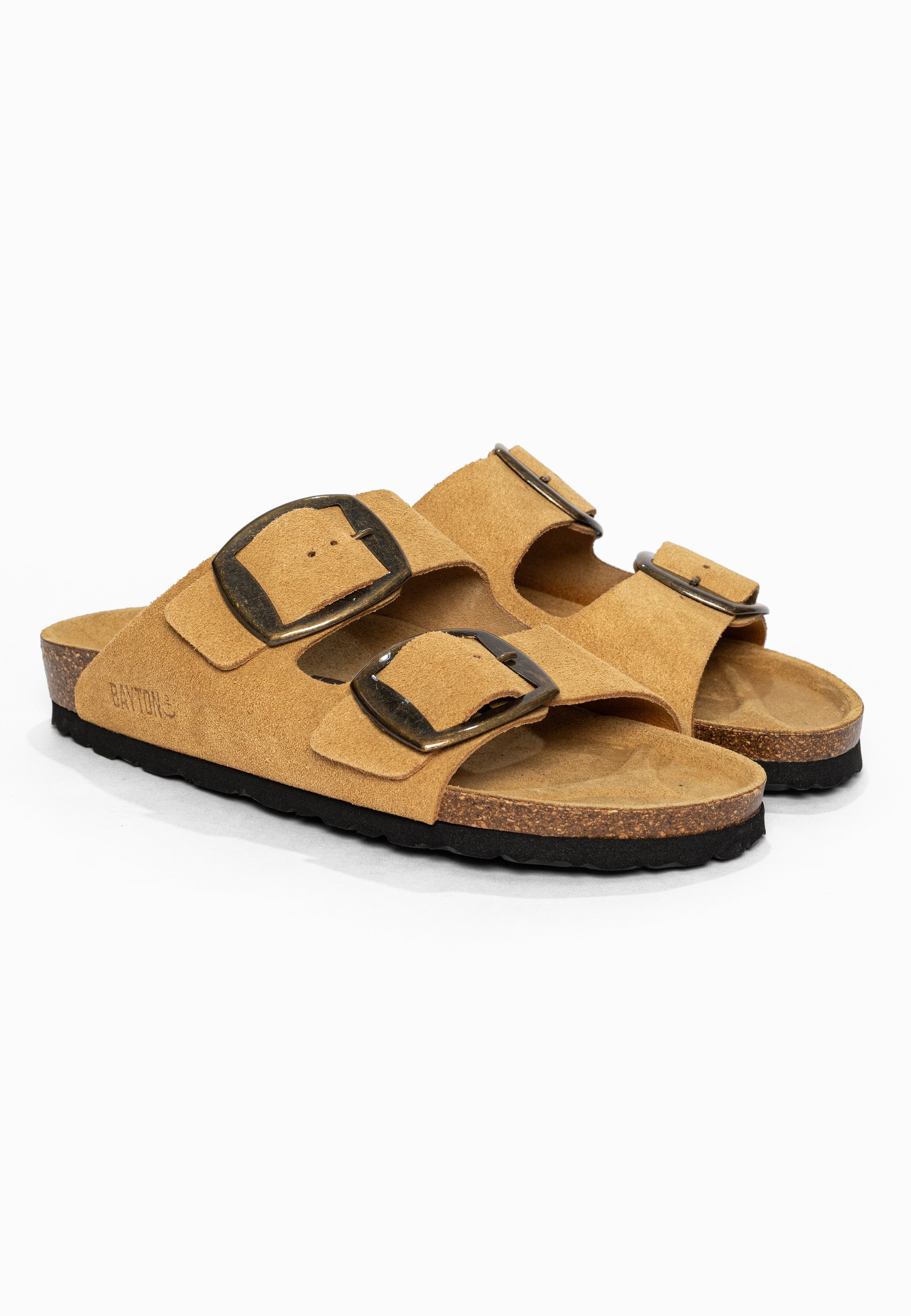 Sandales 2 Brides Alicante Camel en Cuir Suédé Bayton pour Femme