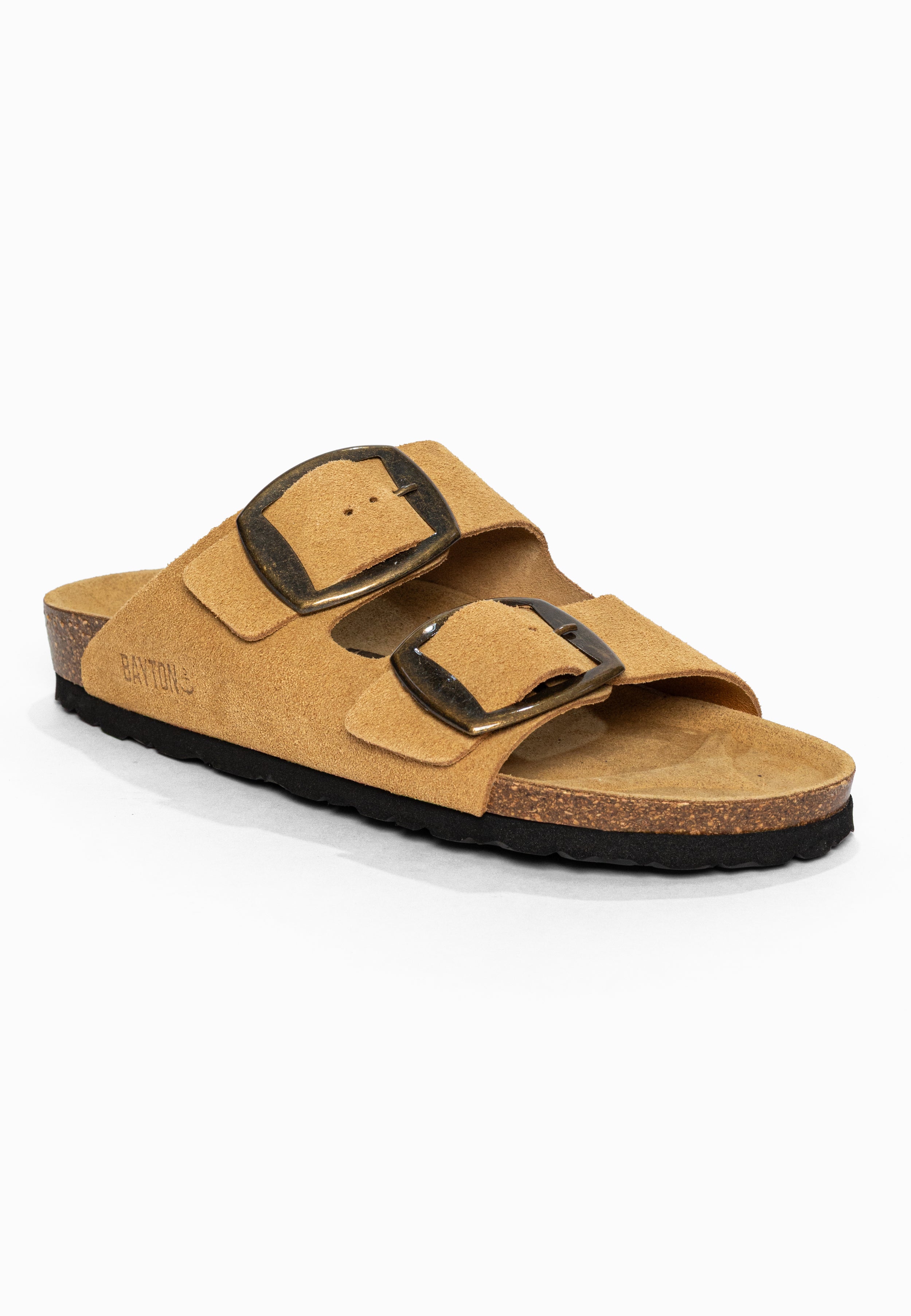 Sandales 2 Brides Alicante Camel en Cuir Suédé Bayton pour Femme