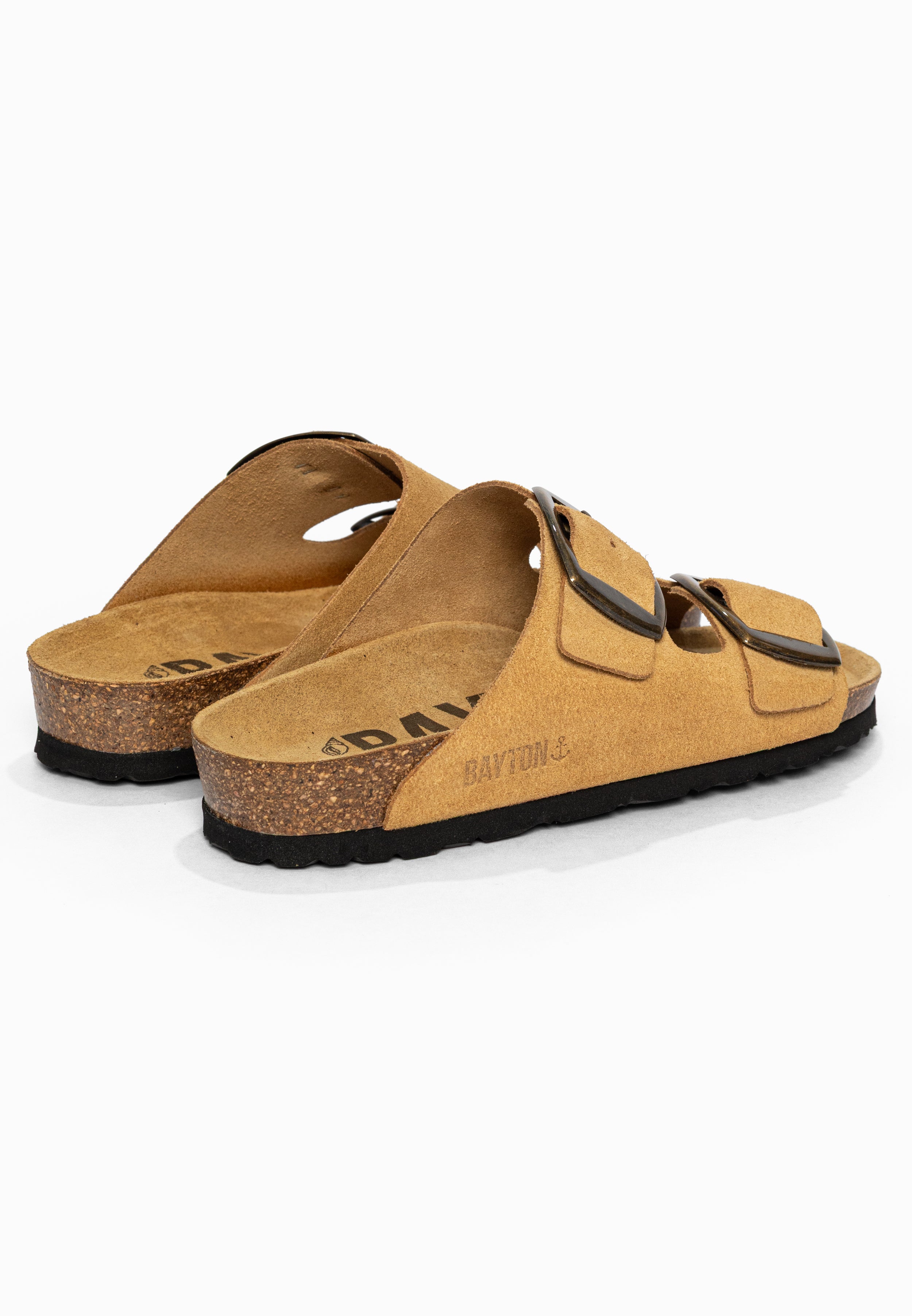 Sandales 2 Brides Alicante Camel en Cuir Suédé Bayton pour Femme