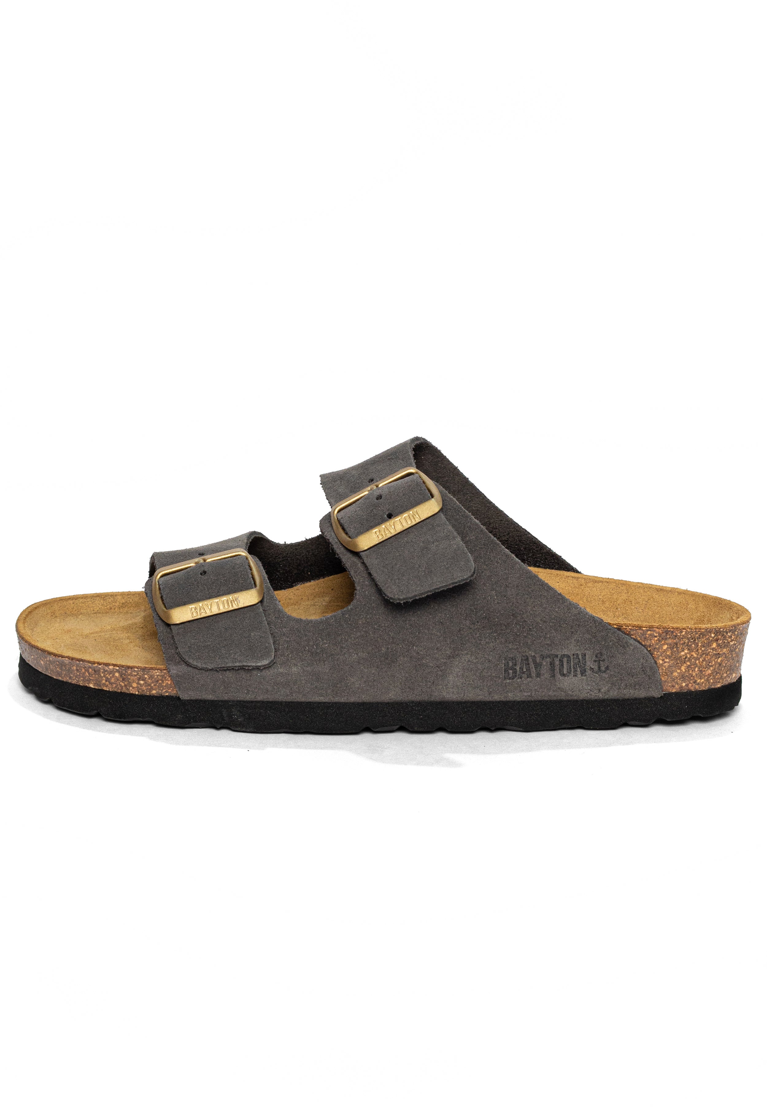Sandales 2 Brides Atlas Gris en Cuir Suédé Bayton pour Femme