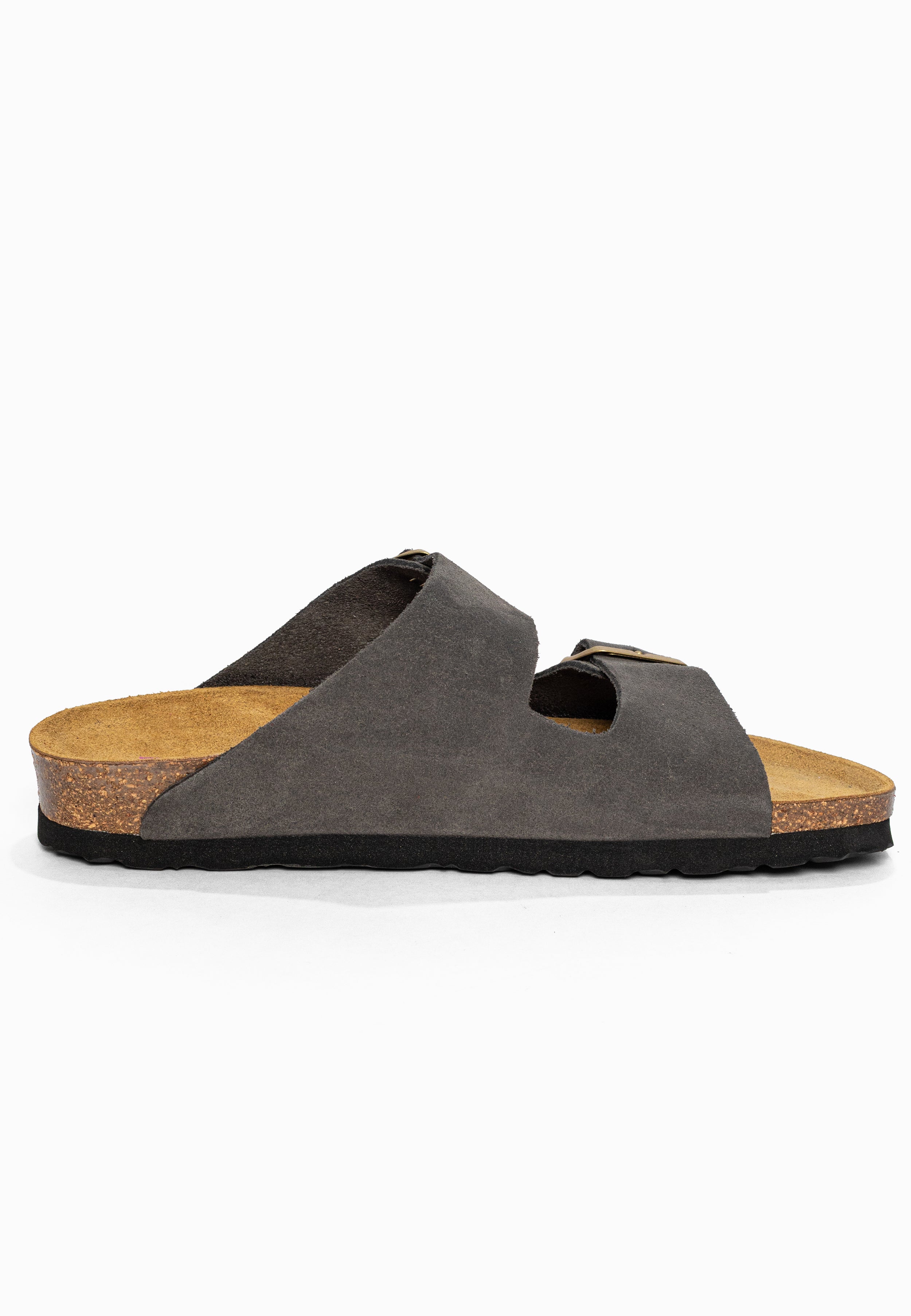 Sandales 2 Brides Atlas Gris en Cuir Suédé Bayton pour Femme