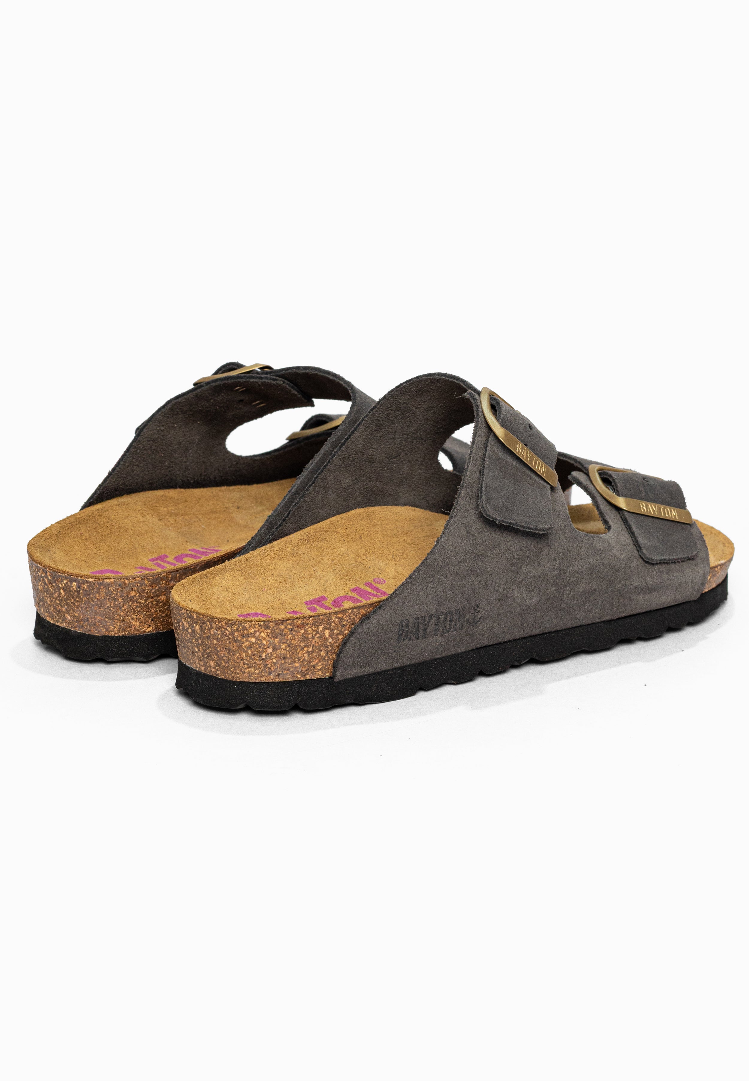 Sandales 2 Brides Atlas Gris en Cuir Suédé Bayton pour Femme