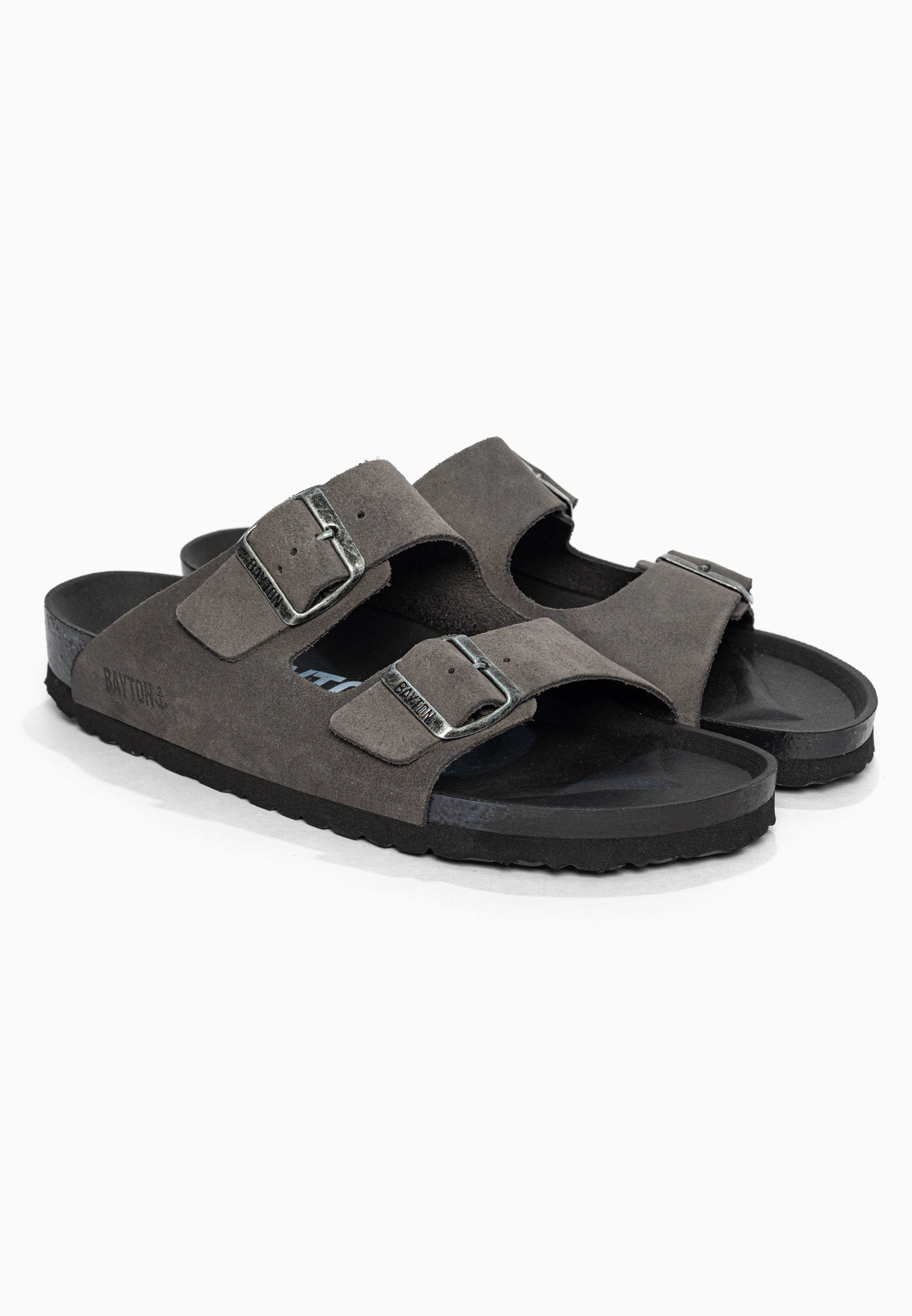 Sandales 2 Brides Atlas Gris en Cuir Suédé Bayton pour Homme