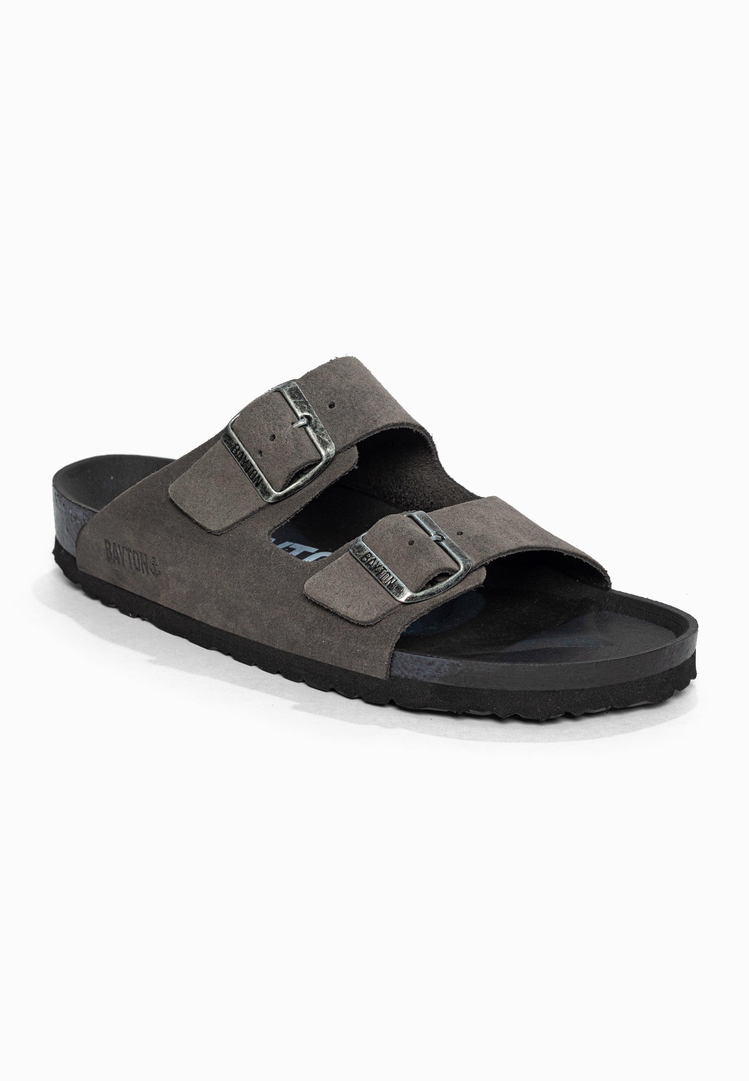 Sandales 2 Brides Atlas Gris en Cuir Suédé Bayton pour Homme