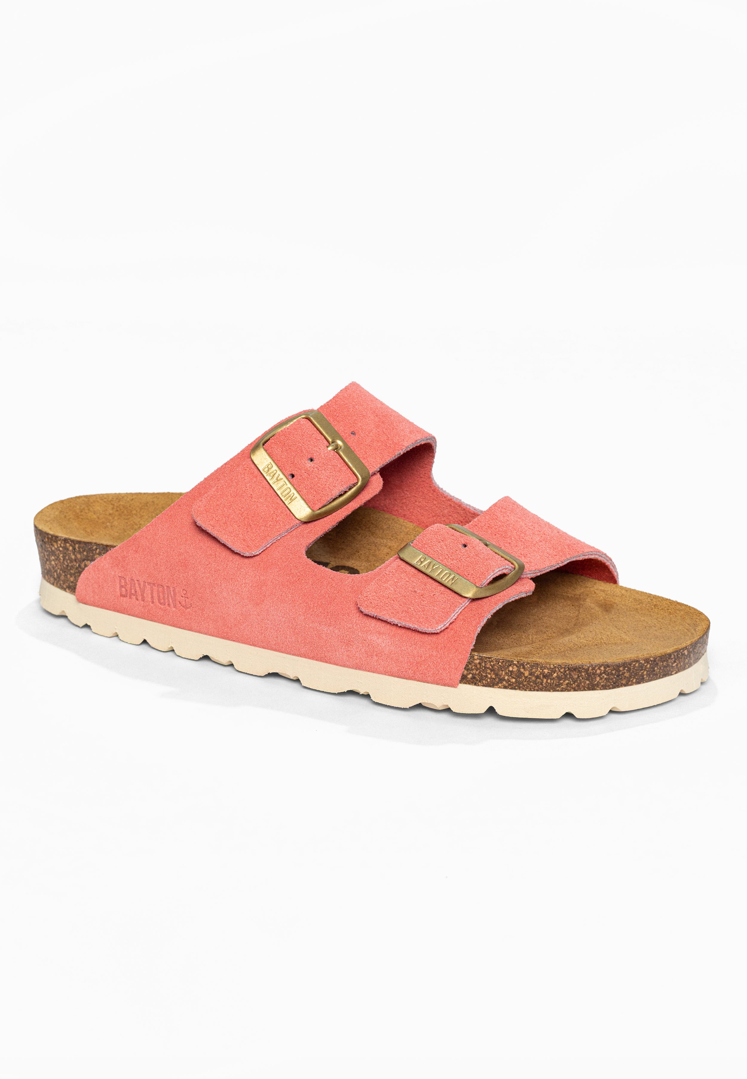 Sandales 2 Brides Atlas Corail en Cuir Suédé Bayton pour Femme