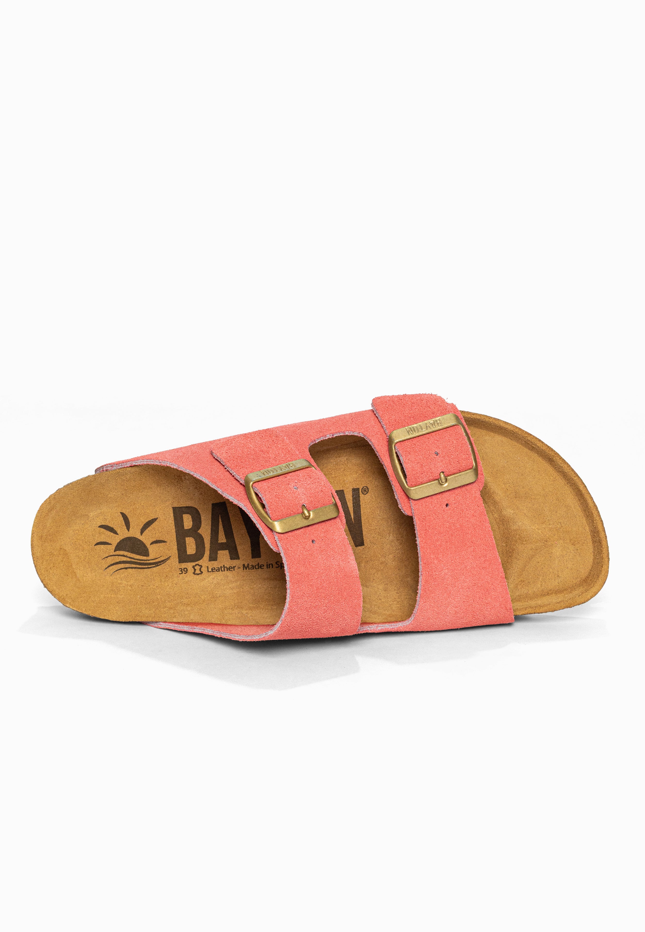 Sandales 2 Brides Atlas Corail en Cuir Suédé Bayton pour Femme