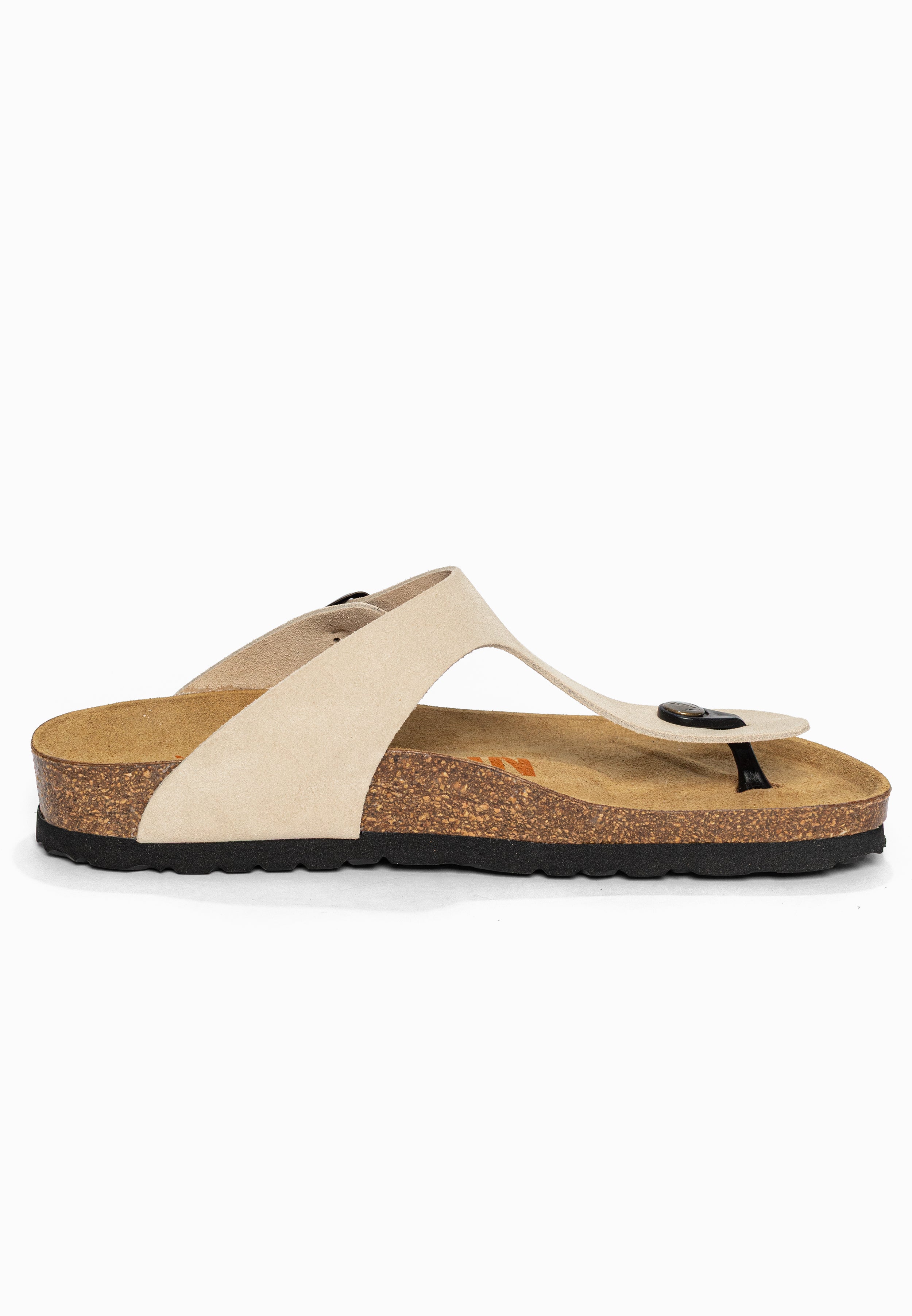 Sandales à Entre-doigts Mercure Beige en Cuir Suédé Bayton pour Femme