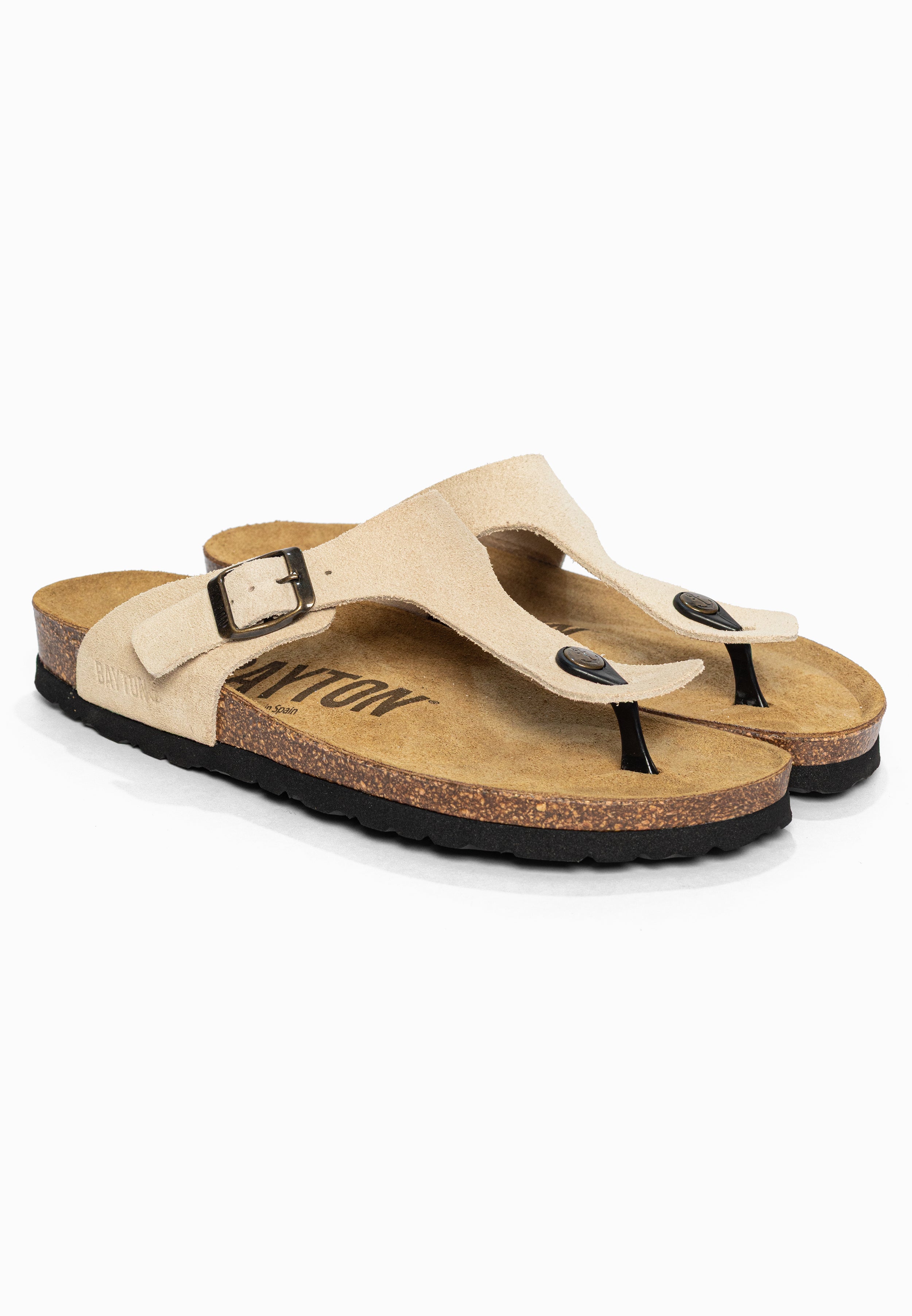 Sandales à Entre-doigts Mercure Beige en Cuir Suédé Bayton pour Homme