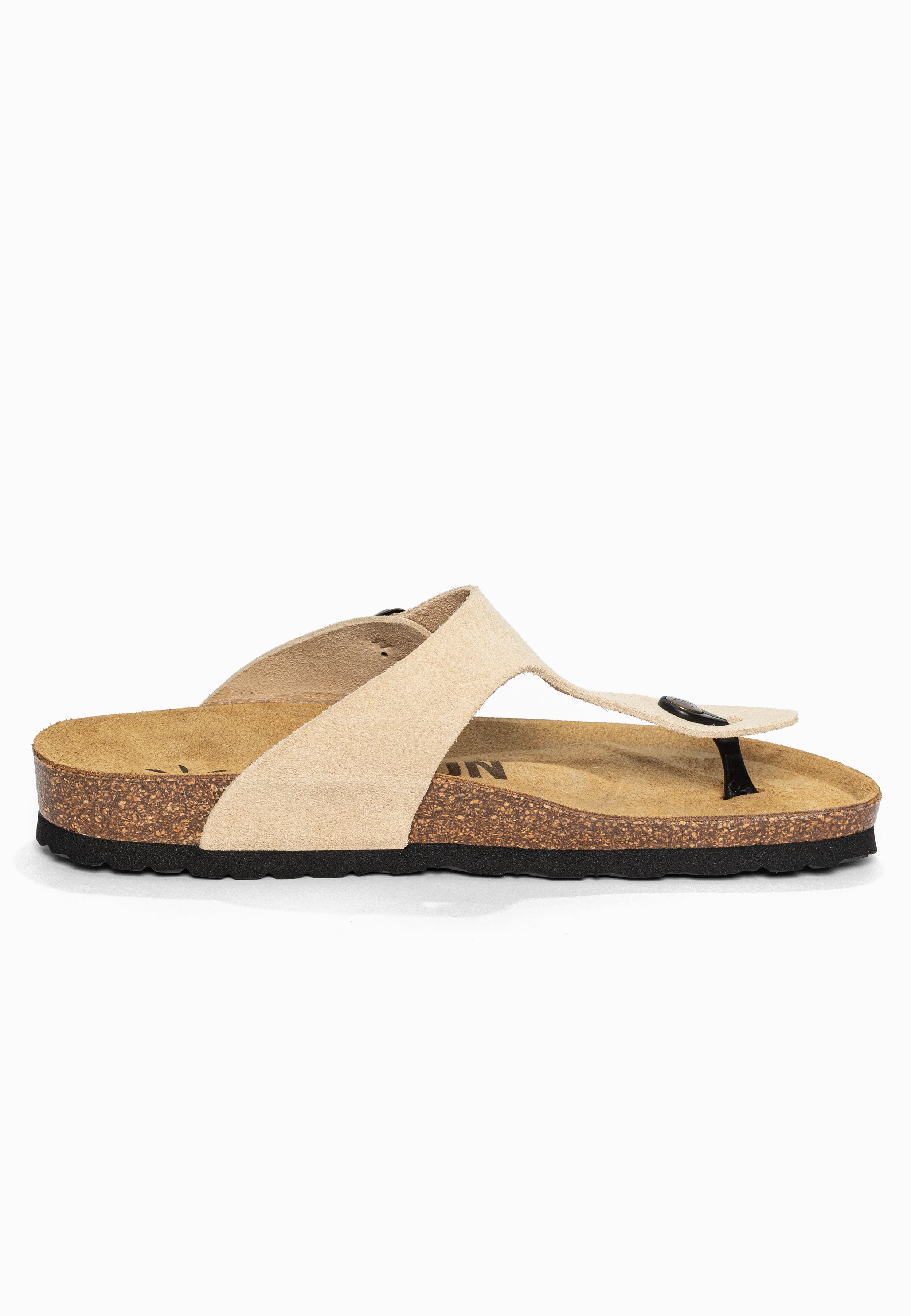 Sandales à Entre-doigts Mercure Beige en Cuir Suédé Bayton pour Homme