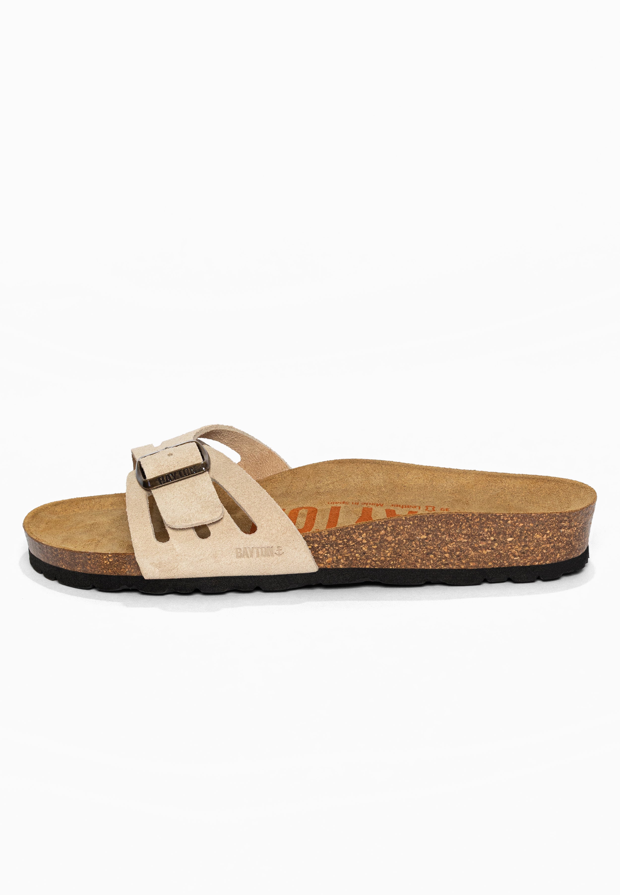 Sandales 1 Bride Athena Beige en Cuir Suédé Bayton pour Femme