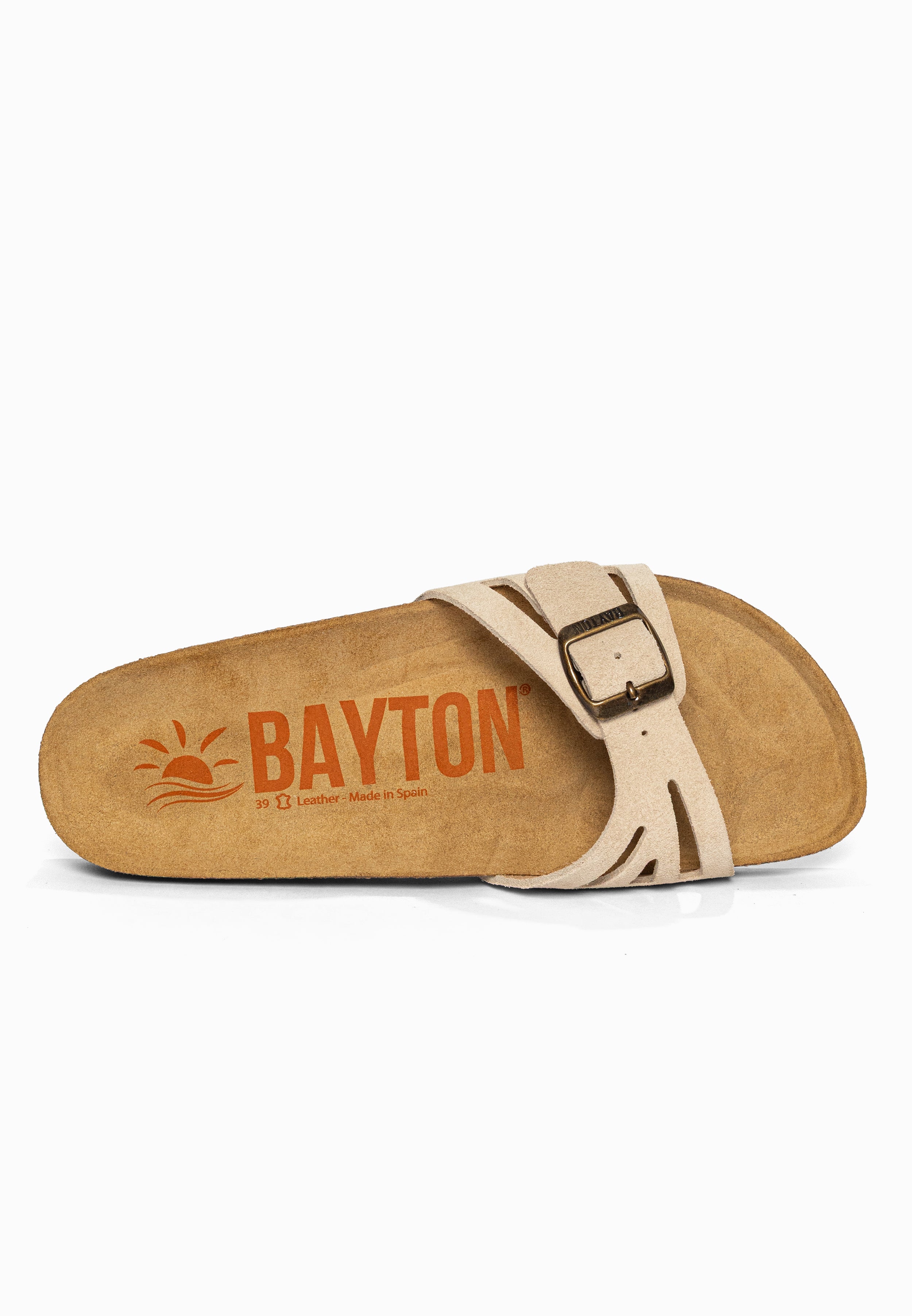 Sandales 1 Bride Athena Beige en Cuir Suédé Bayton pour Femme