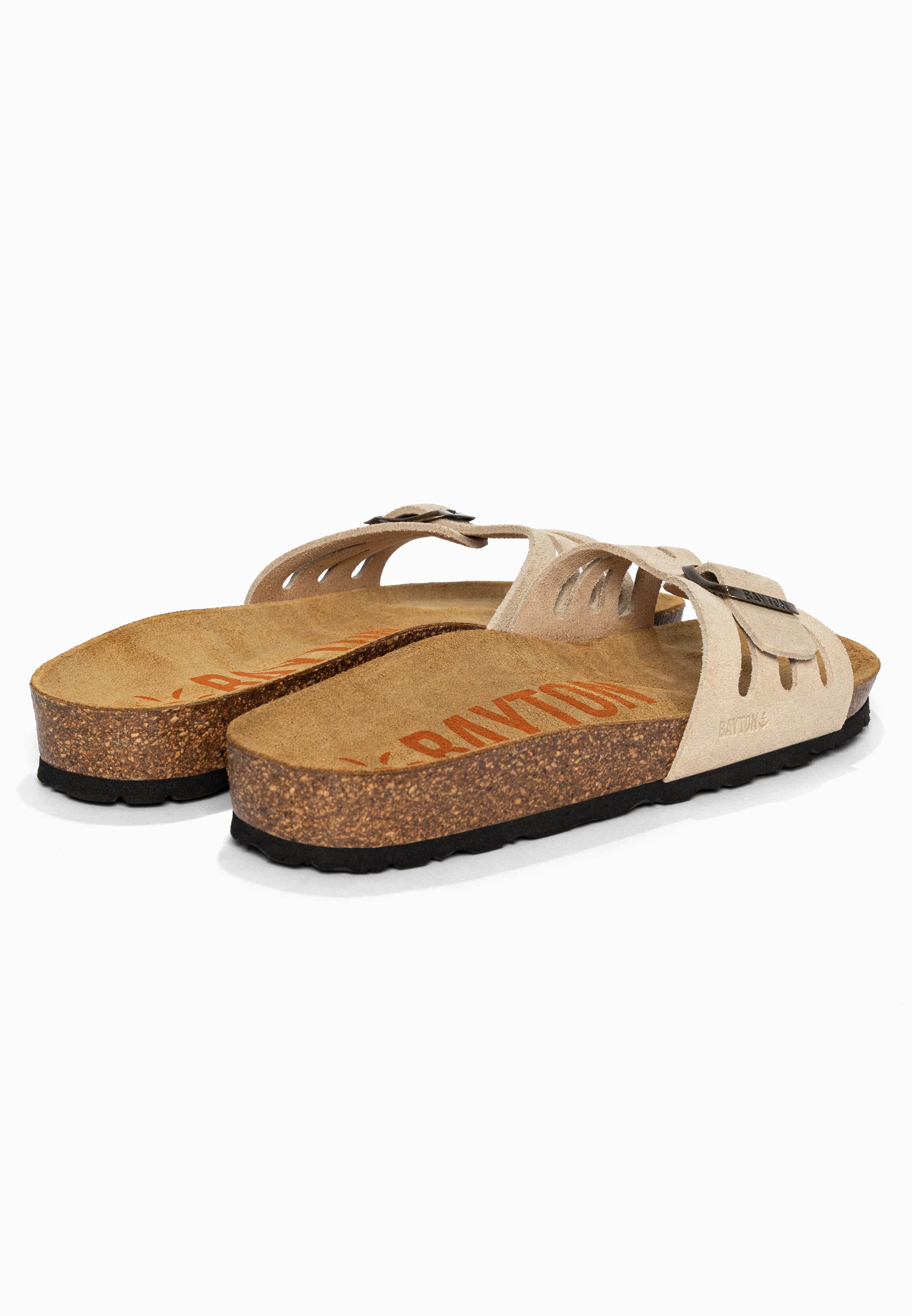 Sandales 1 Bride Athena Beige en Cuir Suédé Bayton pour Femme