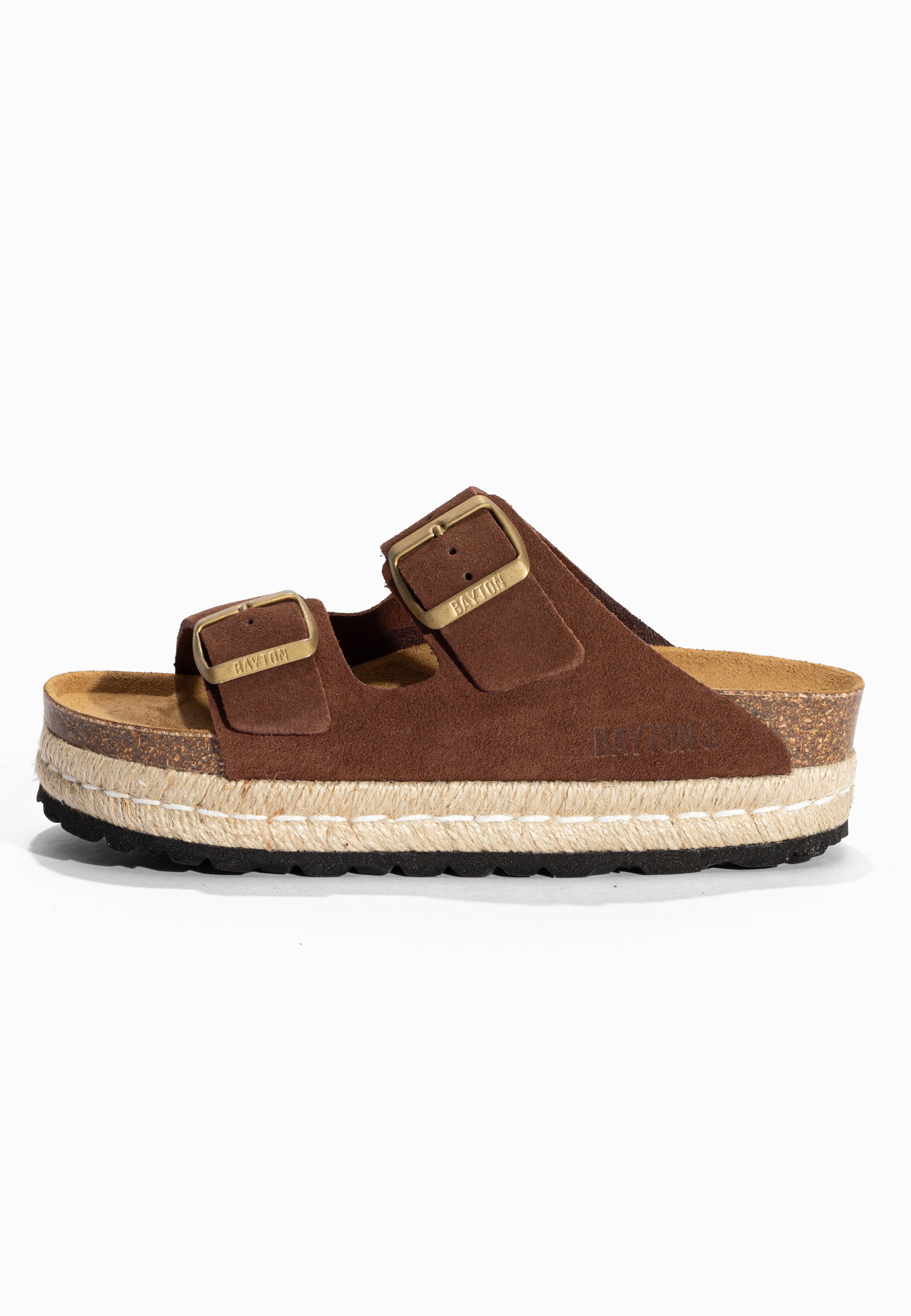 Sandales à Plateforme Alcee Marron en Cuir Suédé Bayton pour Femme