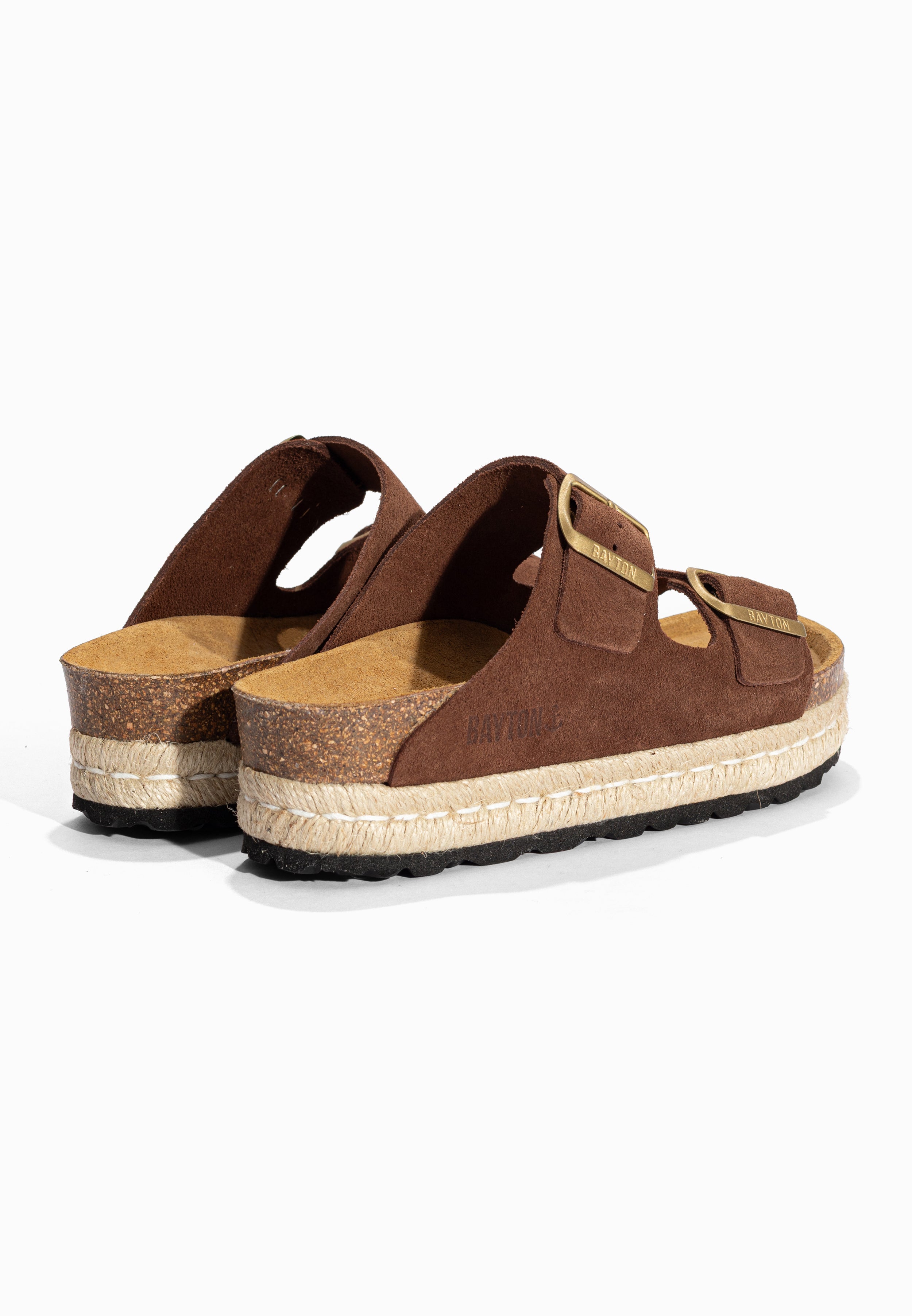 Sandales à Plateforme Alcee Marron en Cuir Suédé Bayton pour Femme