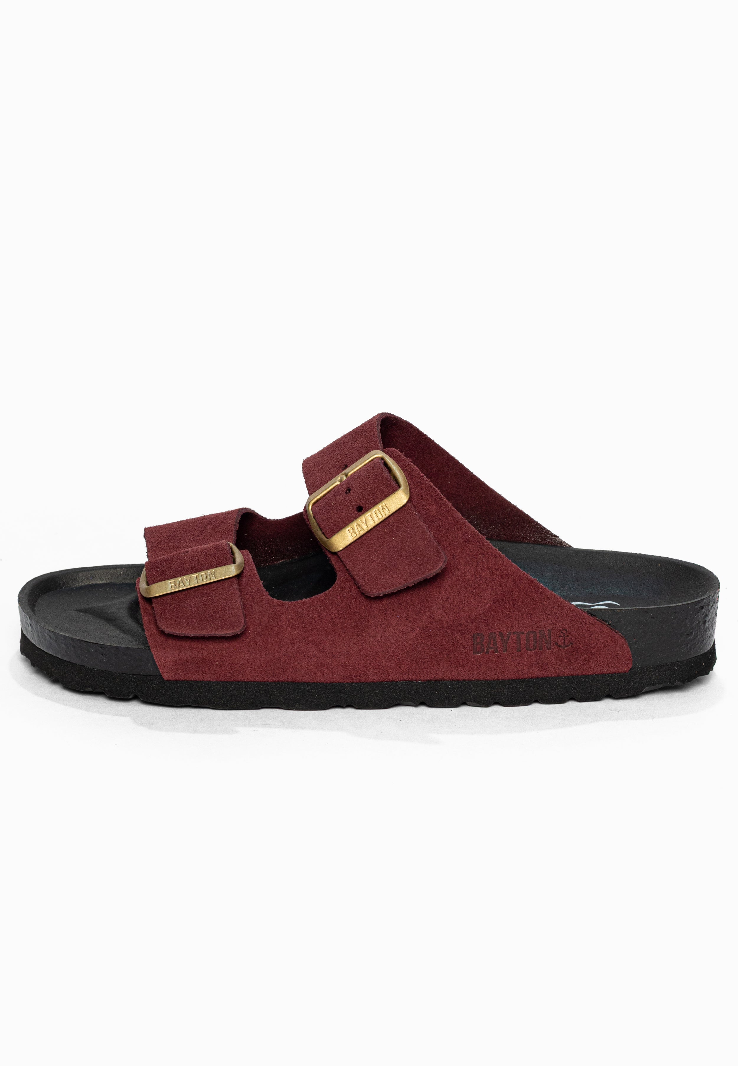 Sandales 2 Brides Atlas Bordeaux en Cuir Suédé Bayton pour Femme