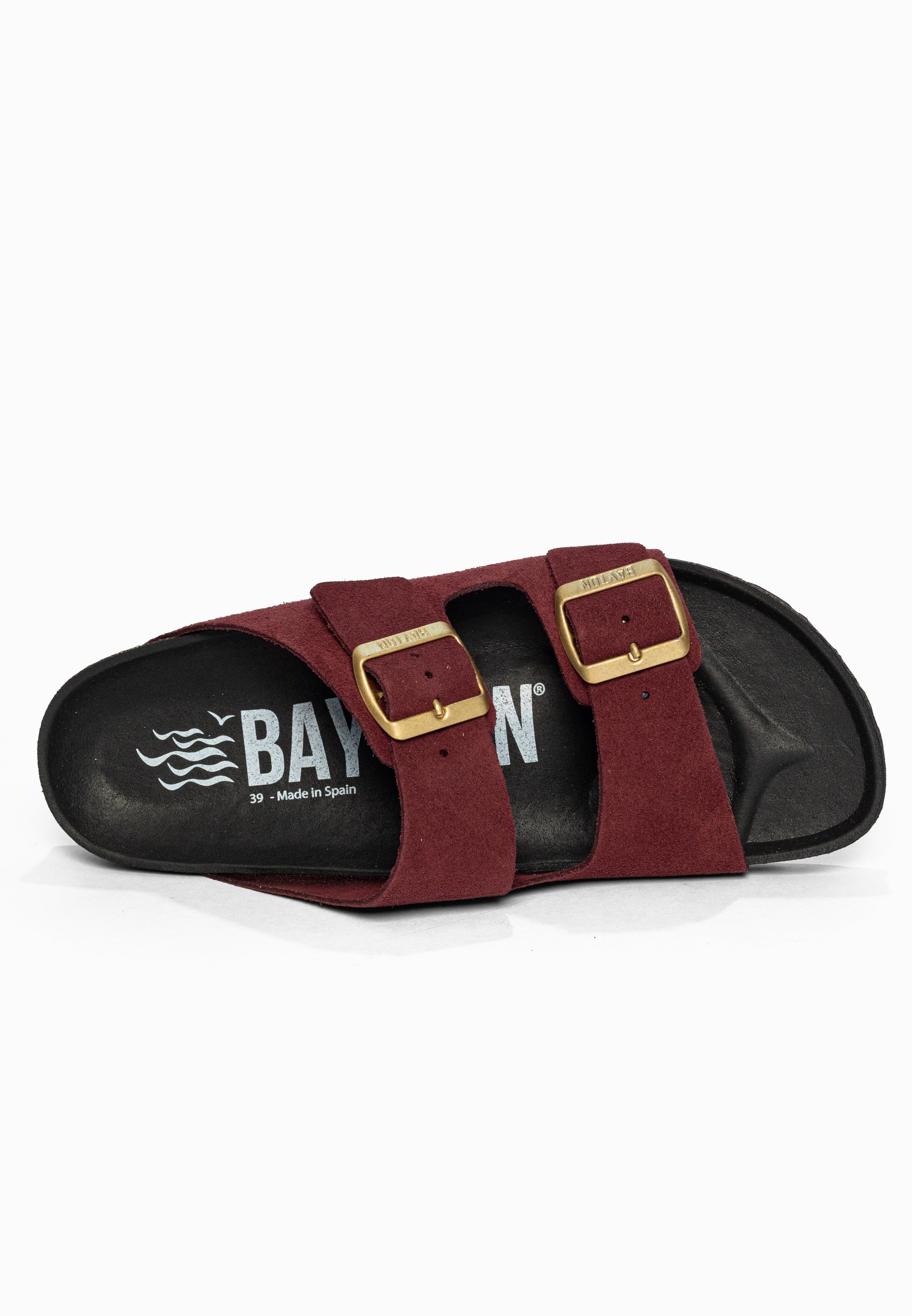 Sandales 2 Brides Atlas Bordeaux en Cuir Suédé Bayton pour Femme