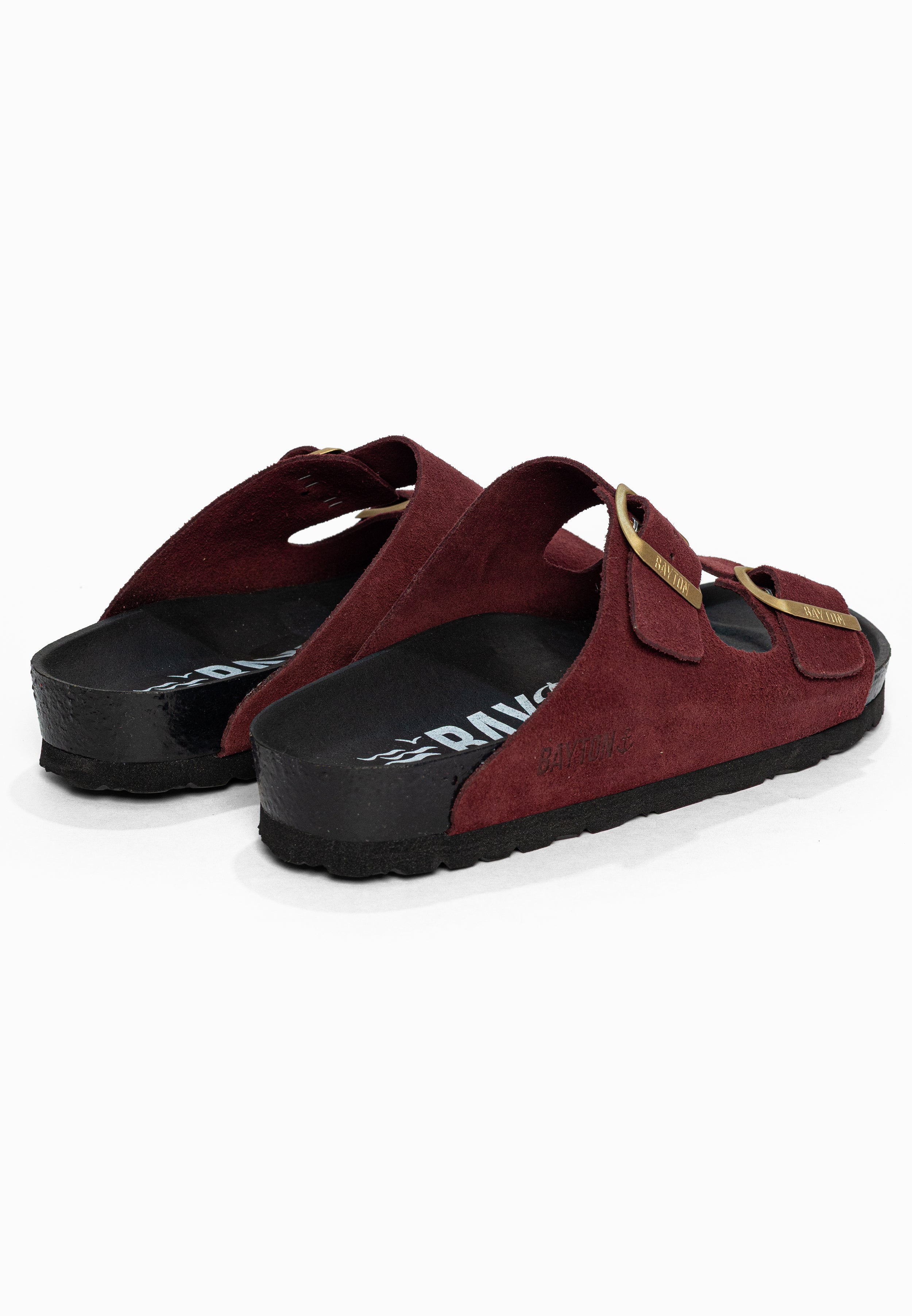 Sandales 2 Brides Atlas Bordeaux en Cuir Suédé Bayton pour Femme