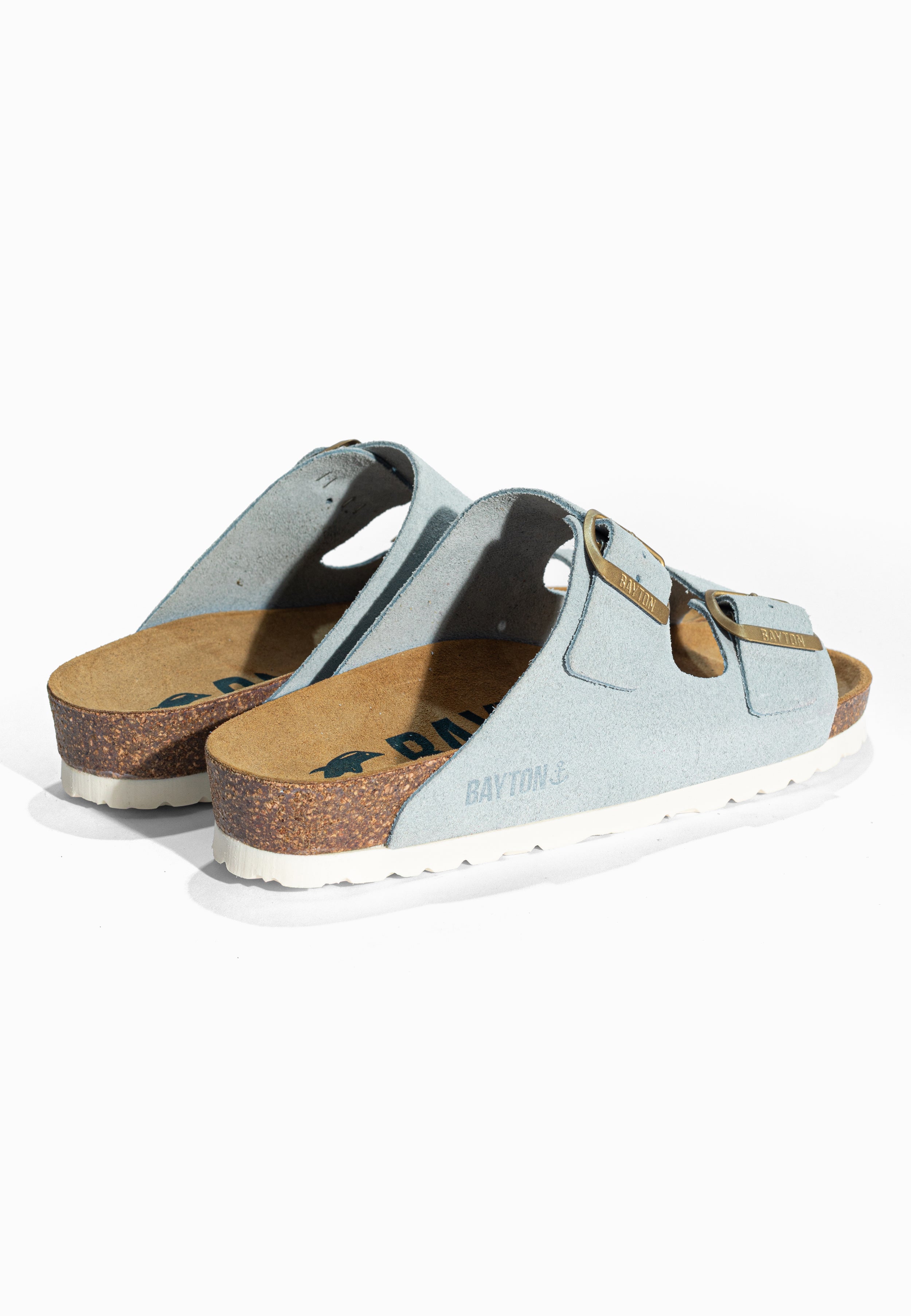 Sandales 2 Brides Atlas Bleu ciel en Cuir Suédé Bayton pour Femme