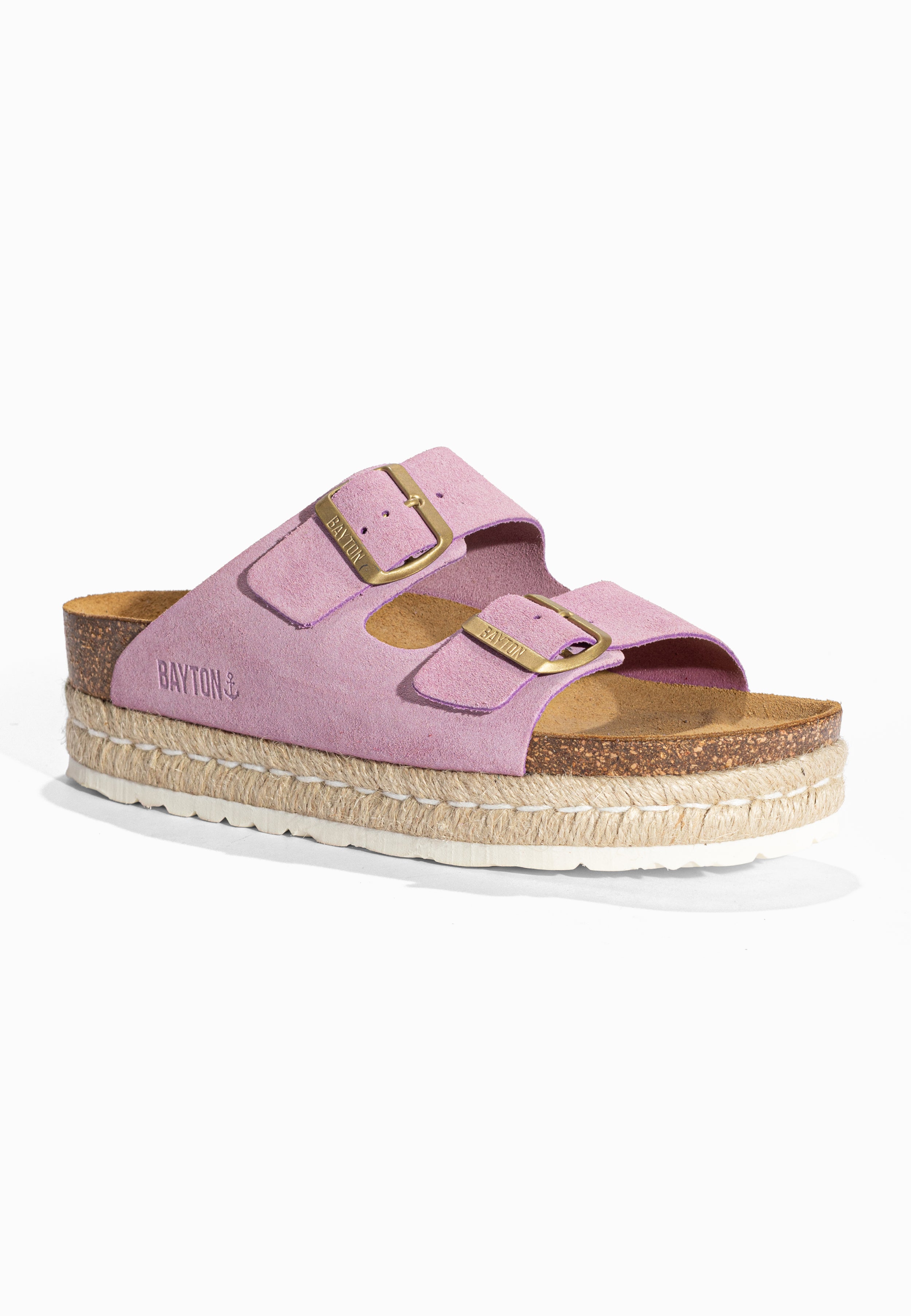 Sandales à Plateforme Alcee Lila en Cuir Suédé Bayton pour Femme