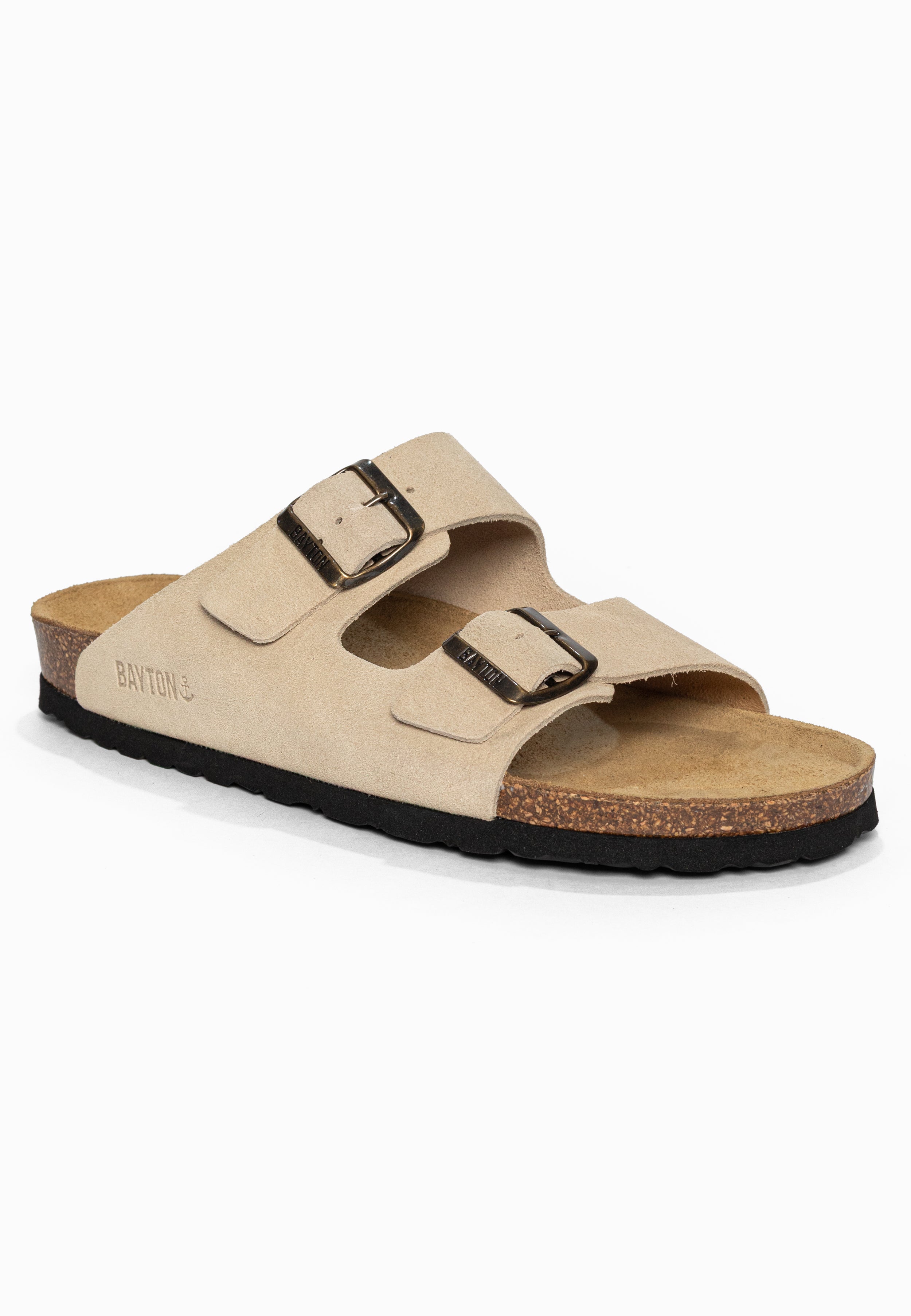 Sandales 2 Brides Atlas Beige en Cuir Suédé Bayton pour Homme