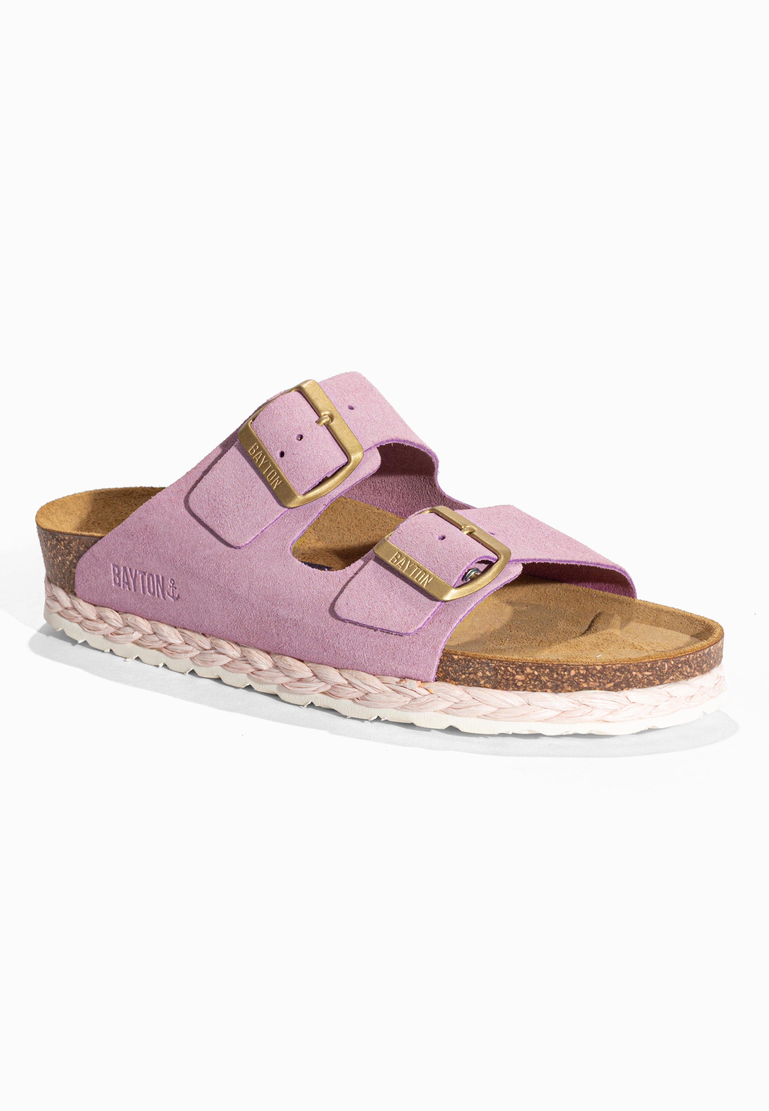 Sandales 2 Brides Benalla Lila en Cuir Suédé Bayton pour Femme