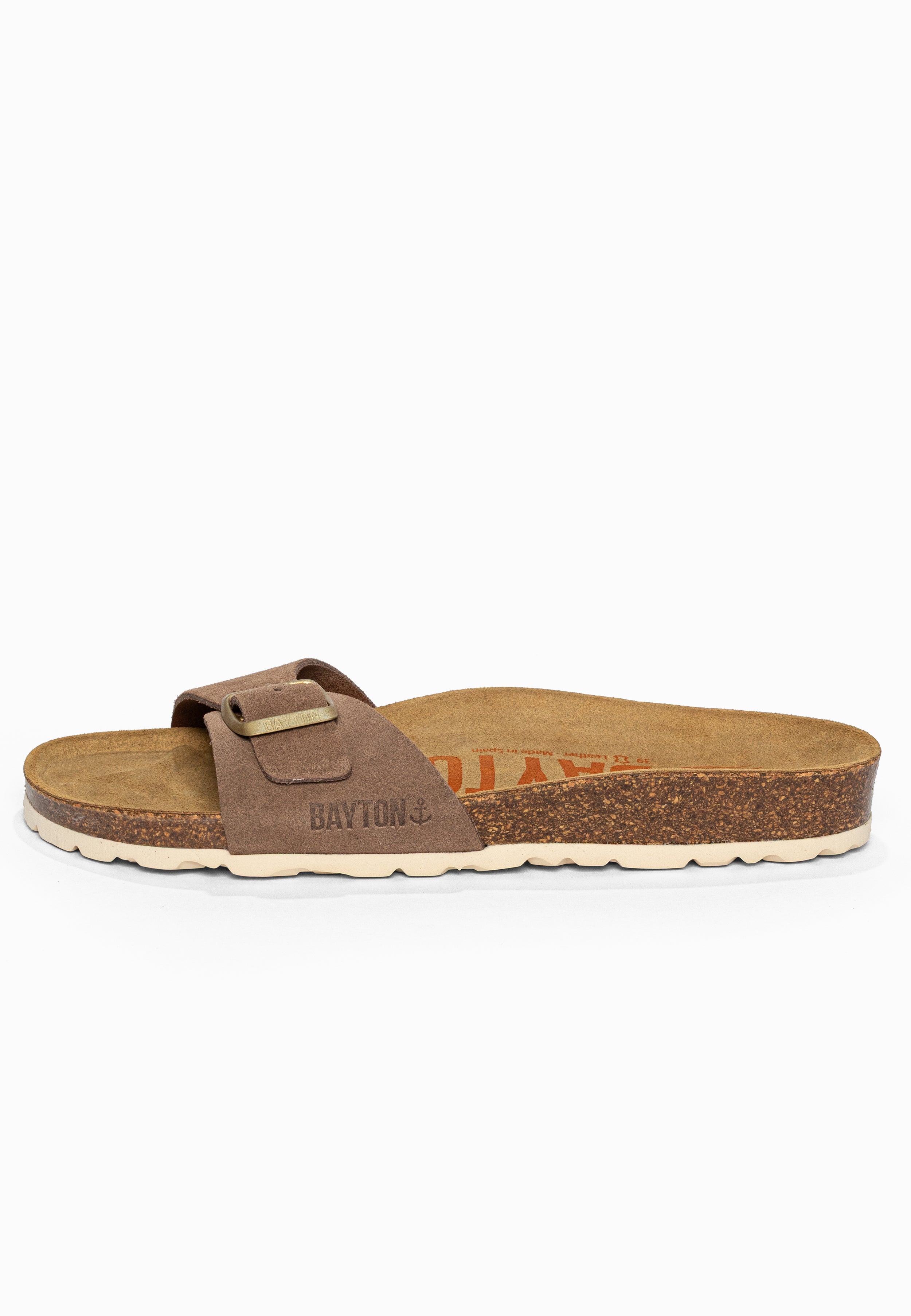 Sandales 1 Bride Zephyr Beige foncé en Cuir Suédé Bayton pour Femme
