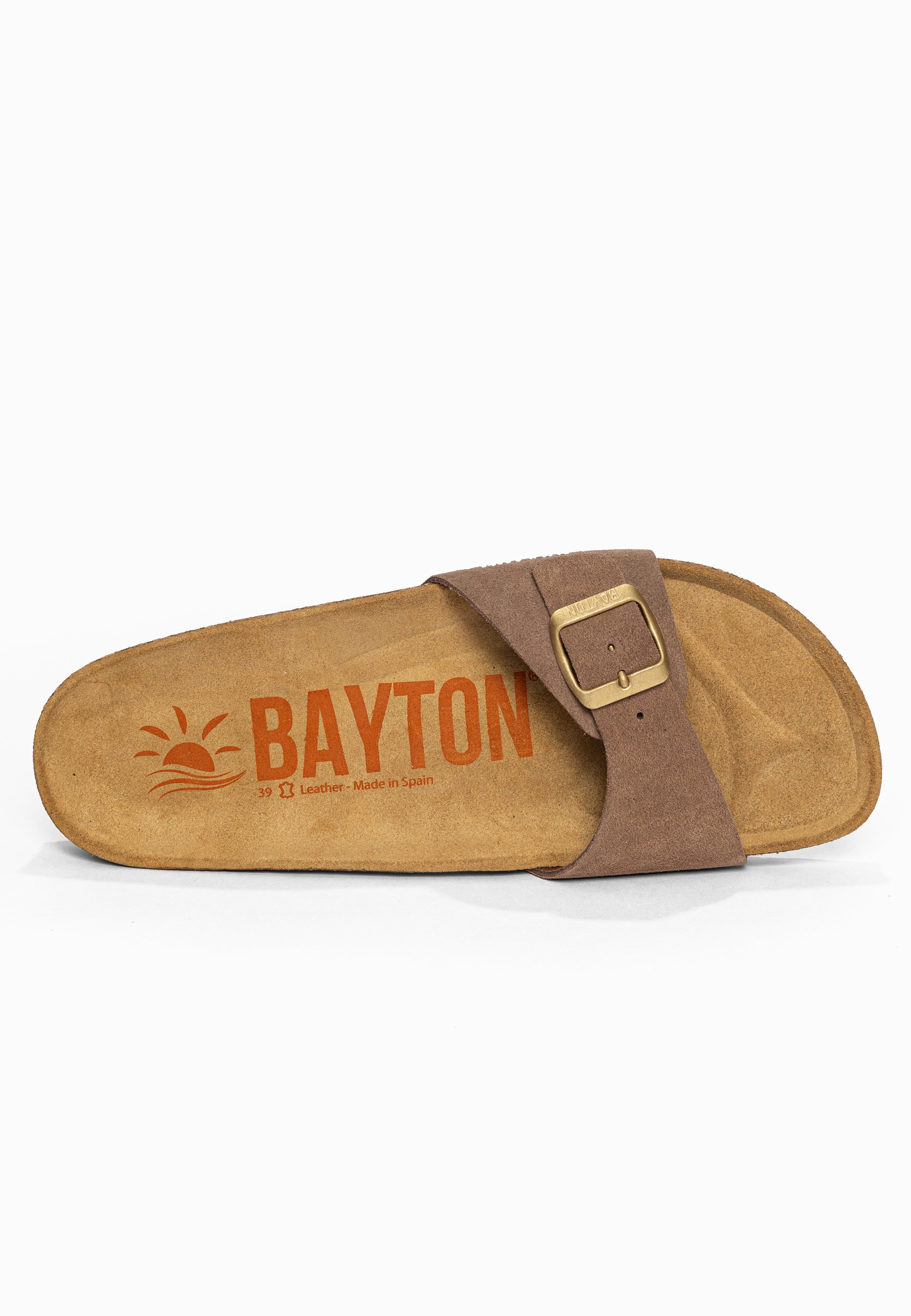 Sandales 1 Bride Zephyr Beige foncé en Cuir Suédé Bayton pour Femme