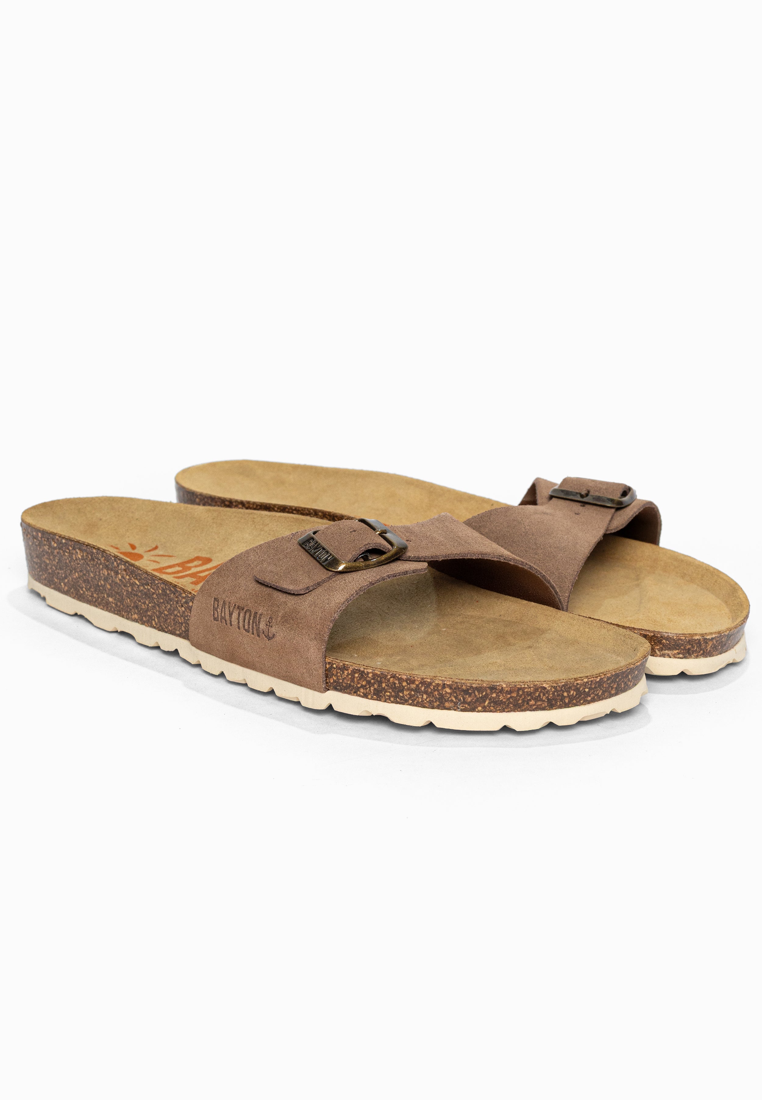 Sandales 1 Bride Zephyr Beige foncé en Cuir Suédé Bayton pour Homme