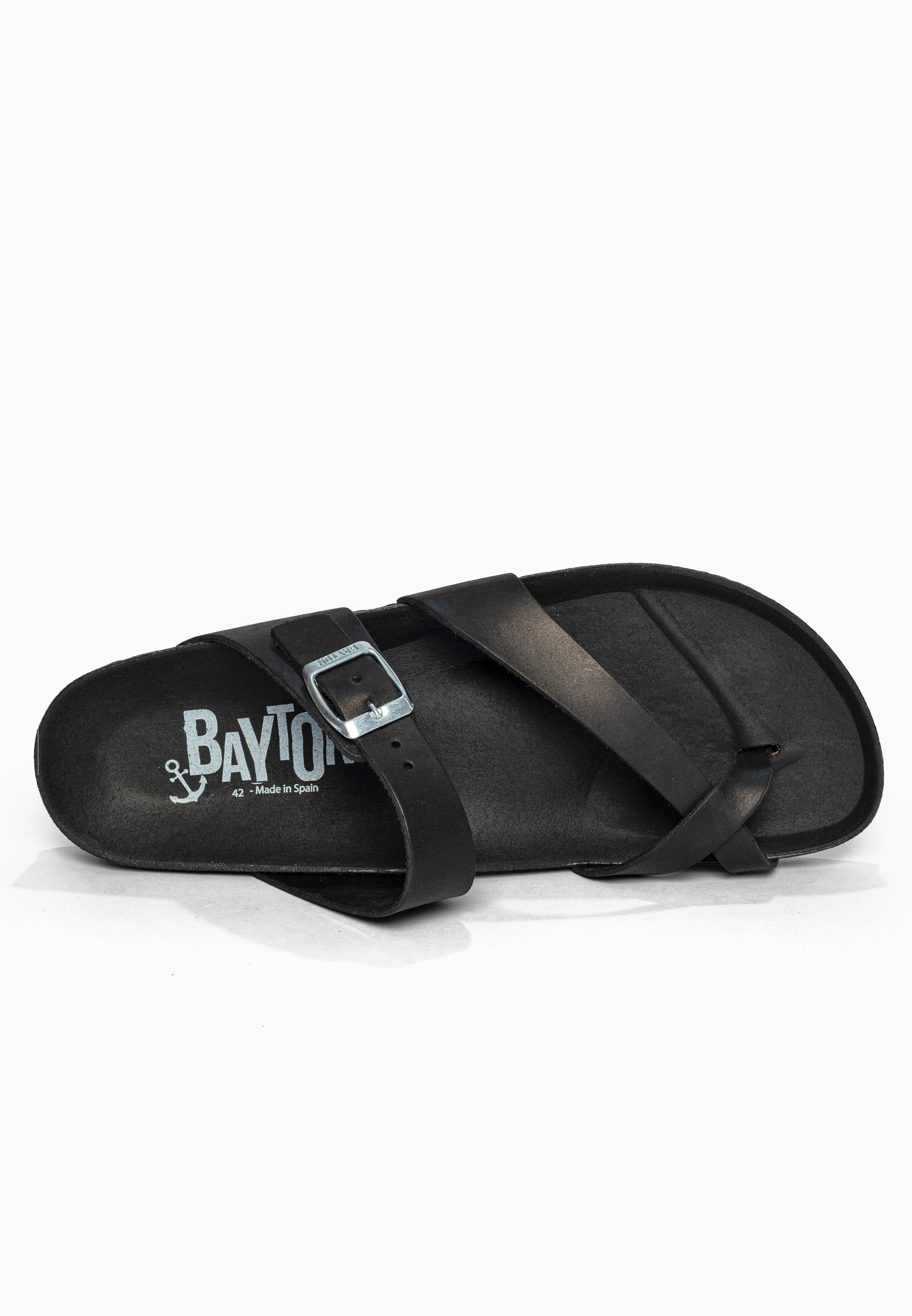 Sandales à Entre-doigts Diane Noir en Cuir Bayton pour Homme