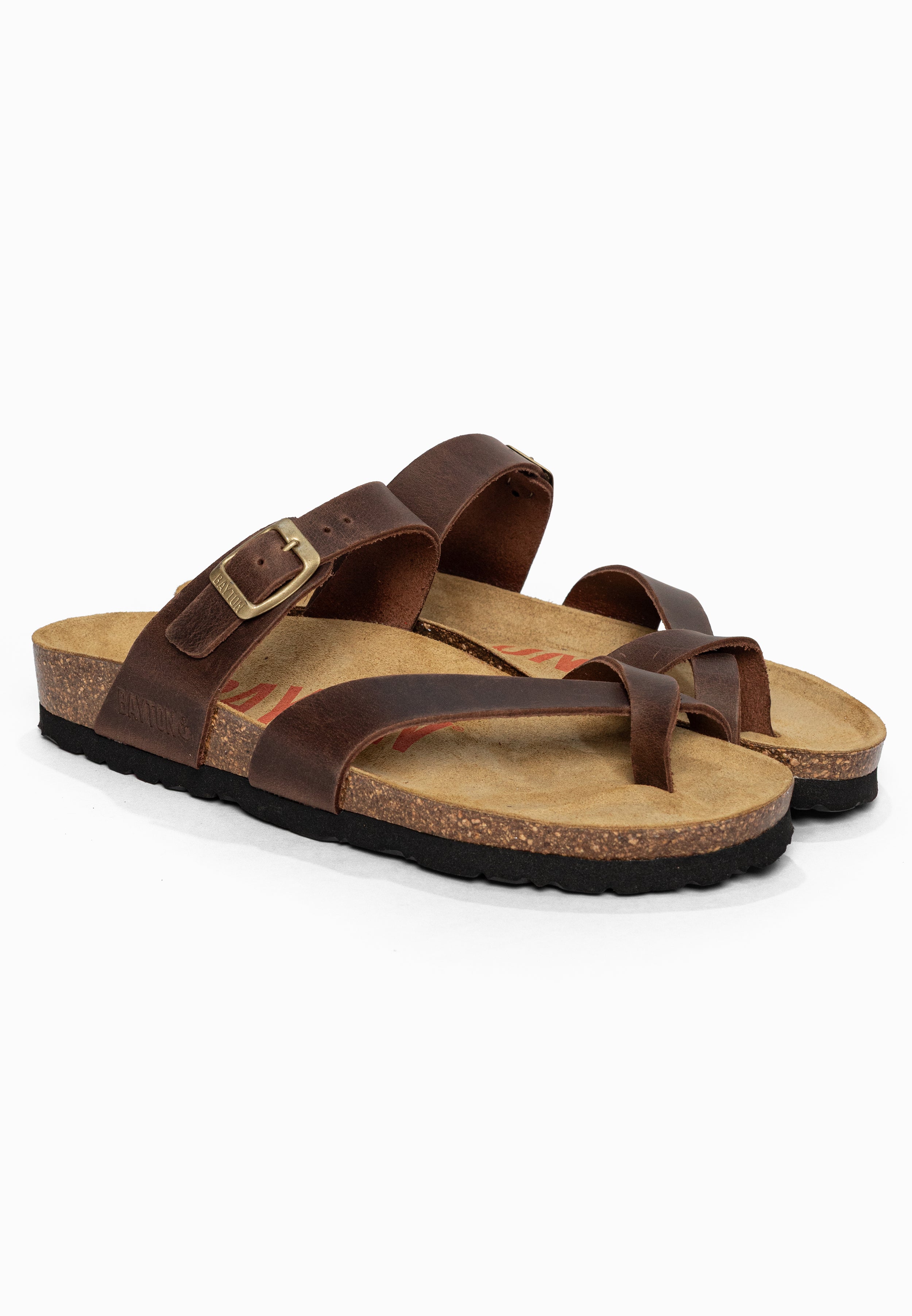 Sandales à Entre-doigts Diane Marron en Cuir Bayton pour Femme