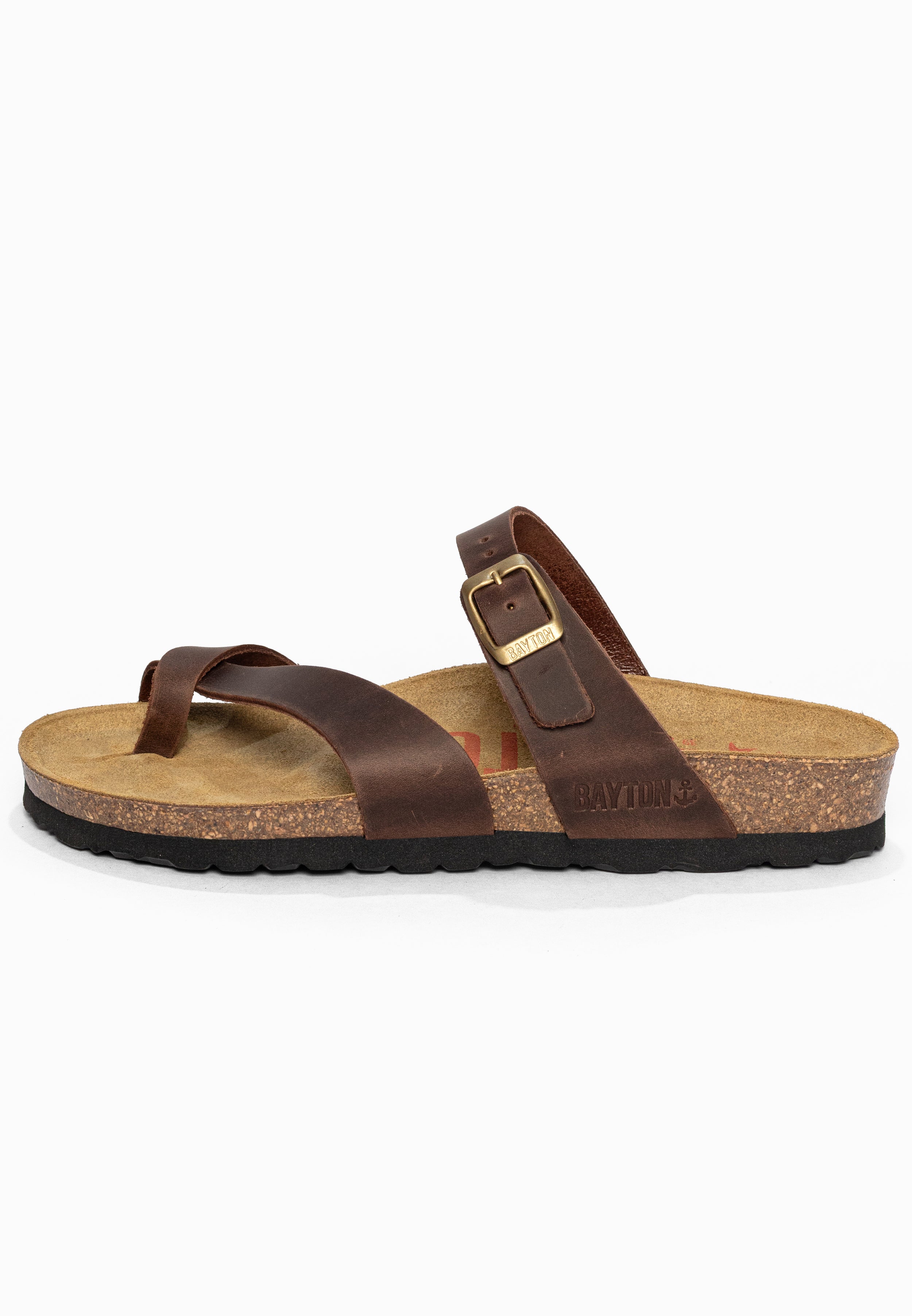 Sandales à Entre-doigts Diane Marron en Cuir Bayton pour Femme