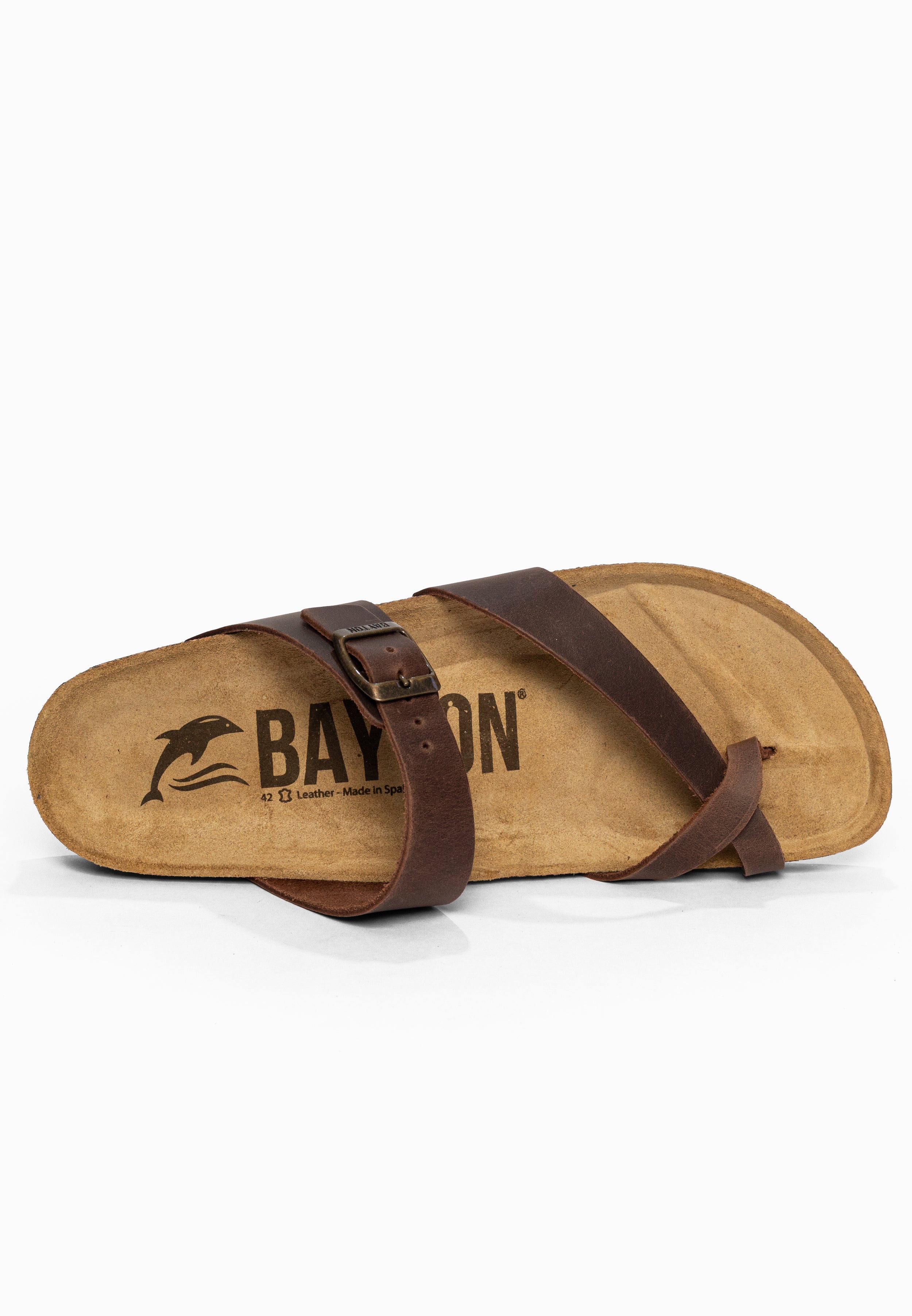 Sandales à Entre-doigts Diane Marron en Cuir Bayton pour Homme