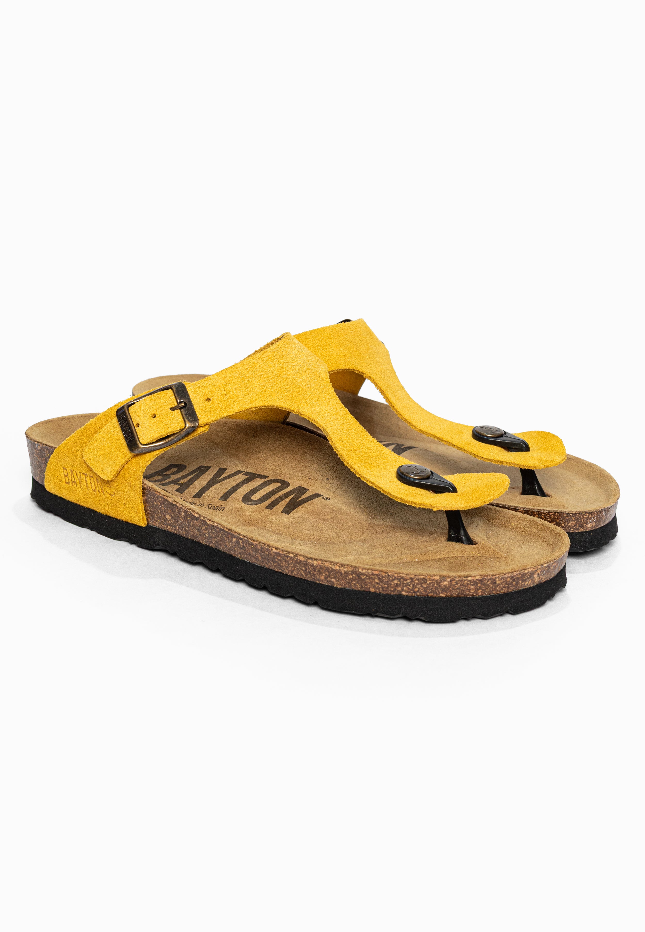 Sandales à Entre-doigts Mercure Jaune en Cuir Suédé Bayton pour Femme