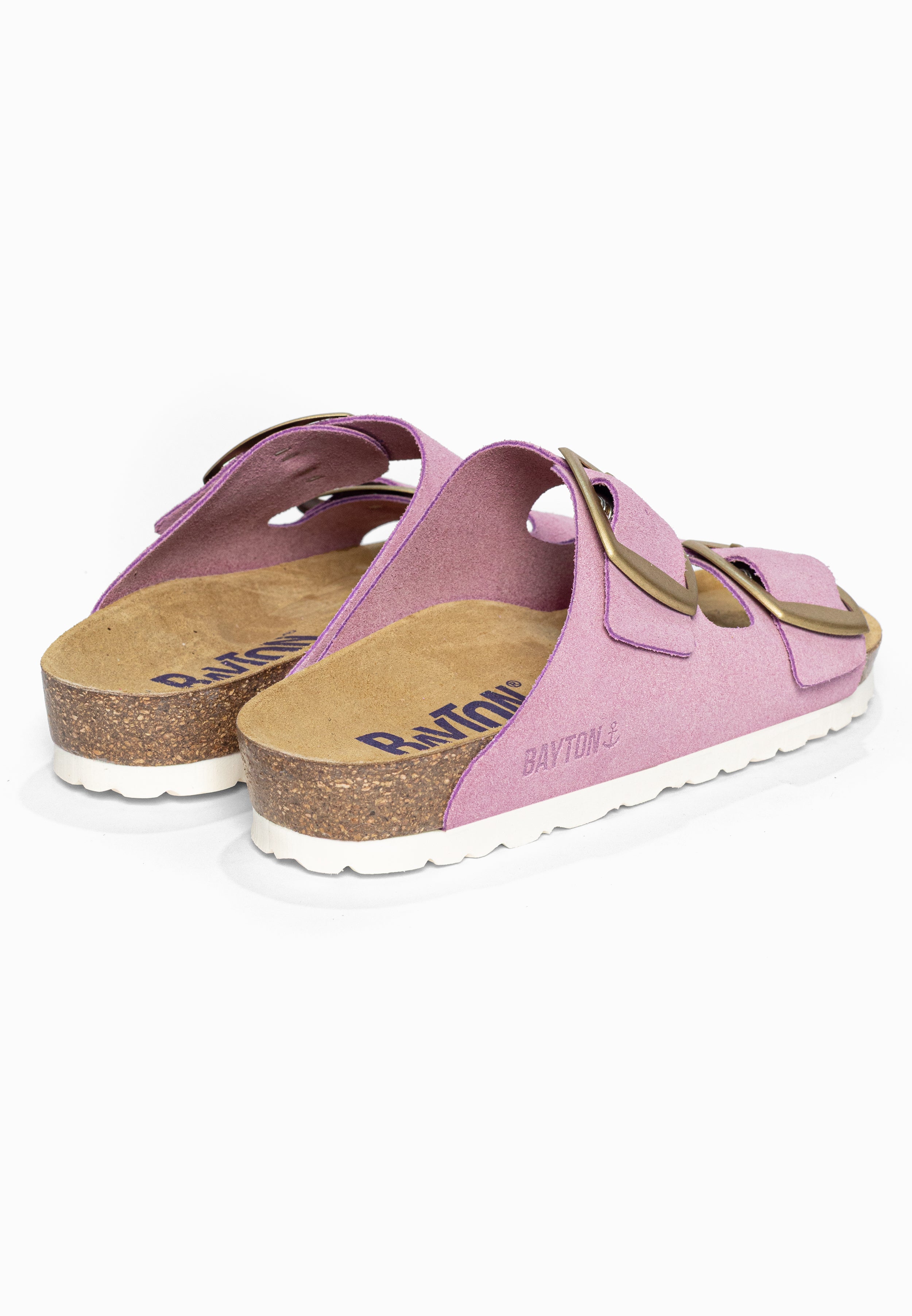 Sandales 2 Brides Alicante Lila en Cuir Suédé Bayton pour Femme