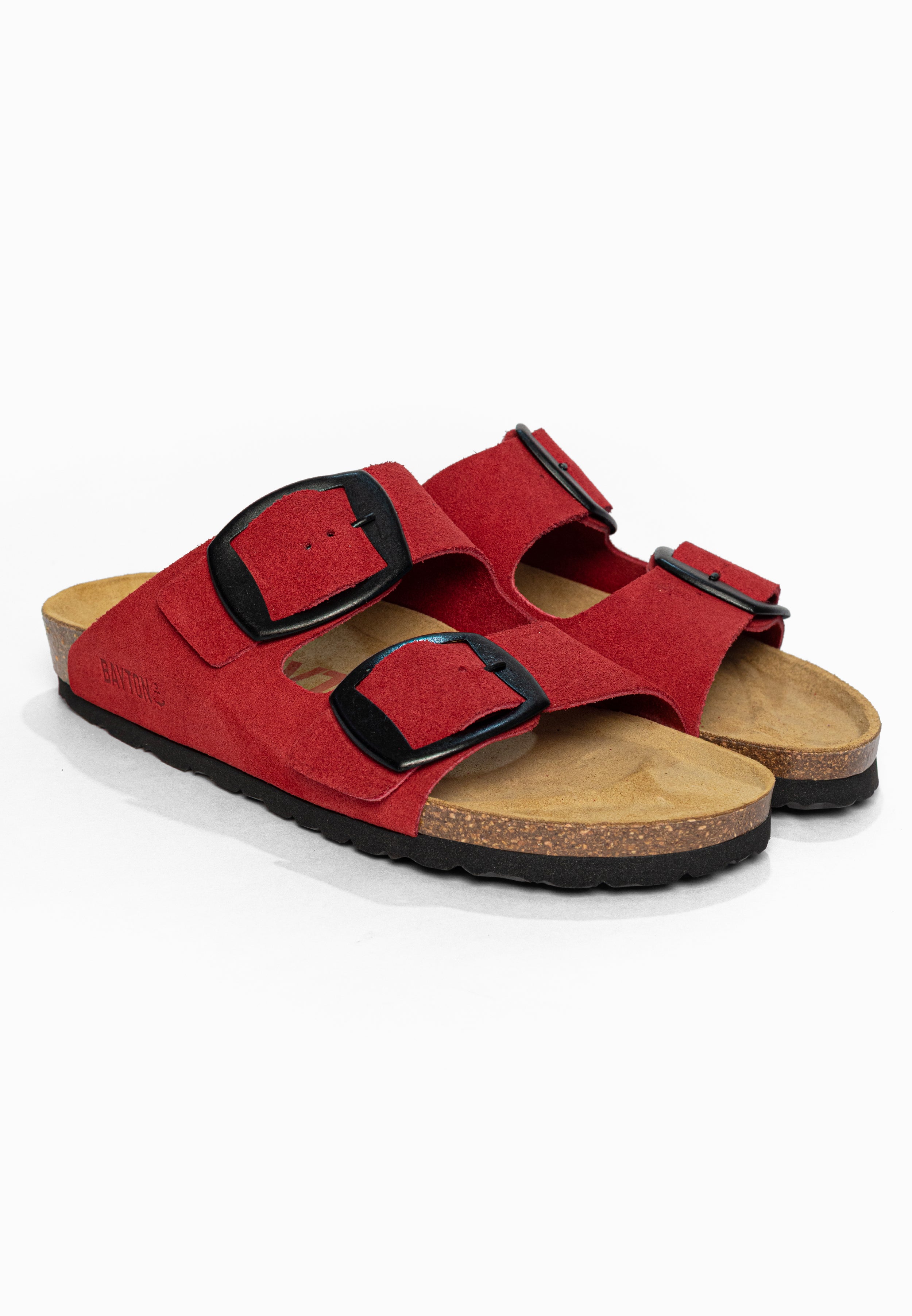 Sandales 2 Brides Alicante Rouge en Cuir Suédé Bayton pour Femme
