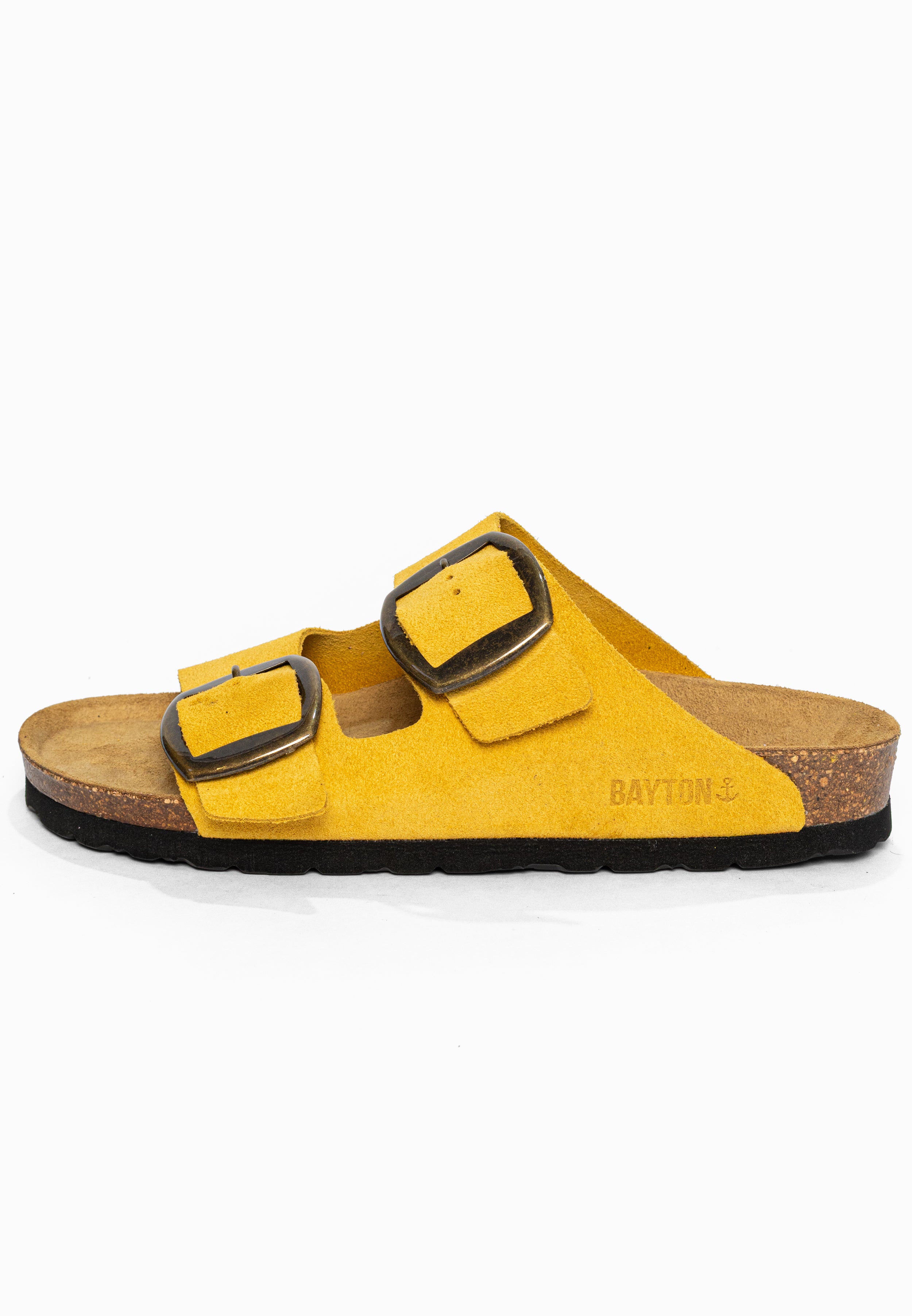 Sandales 2 Brides Alicante Jaune en Cuir Suédé Bayton pour Femme