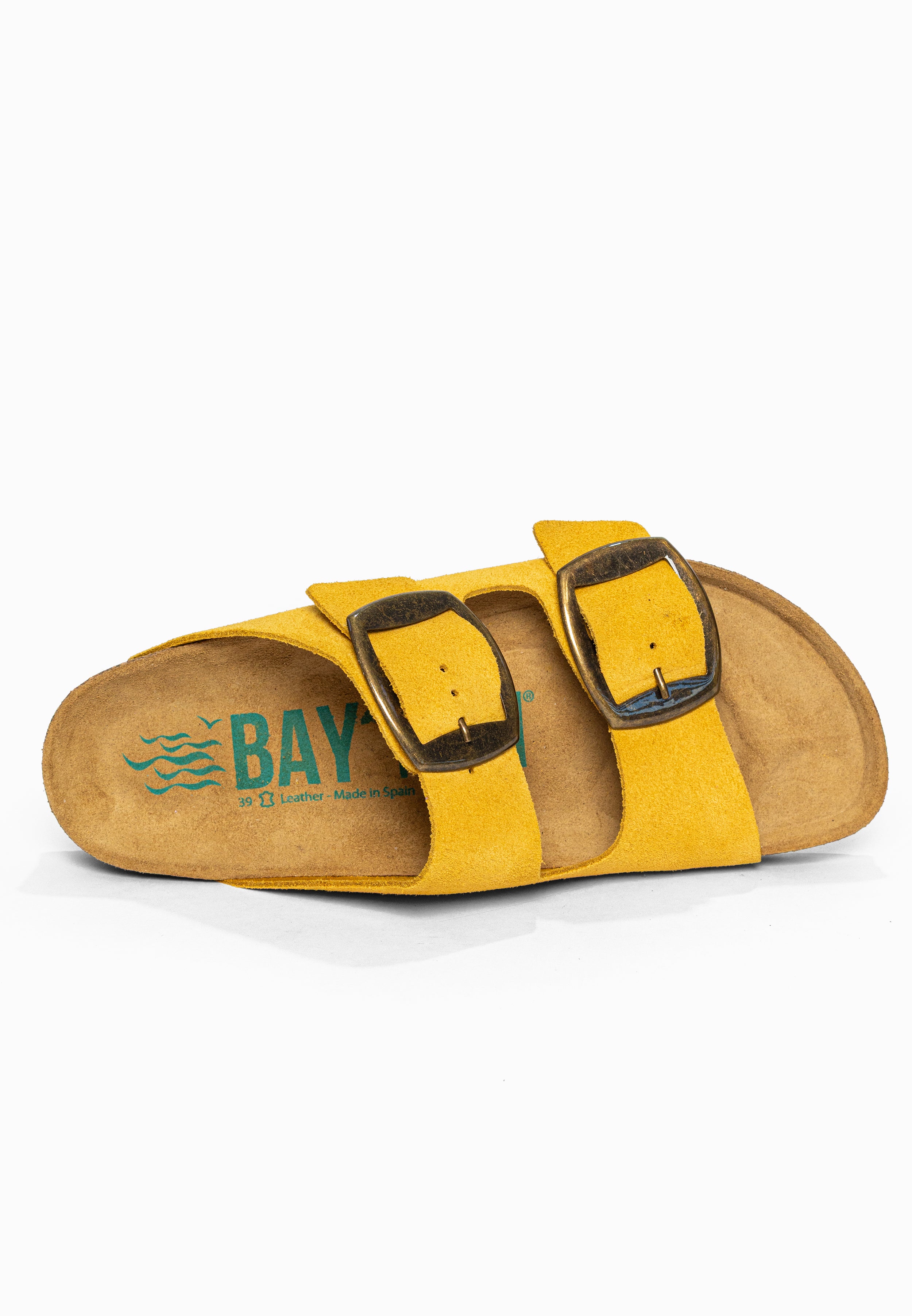 Sandales 2 Brides Alicante Jaune en Cuir Suédé Bayton pour Femme