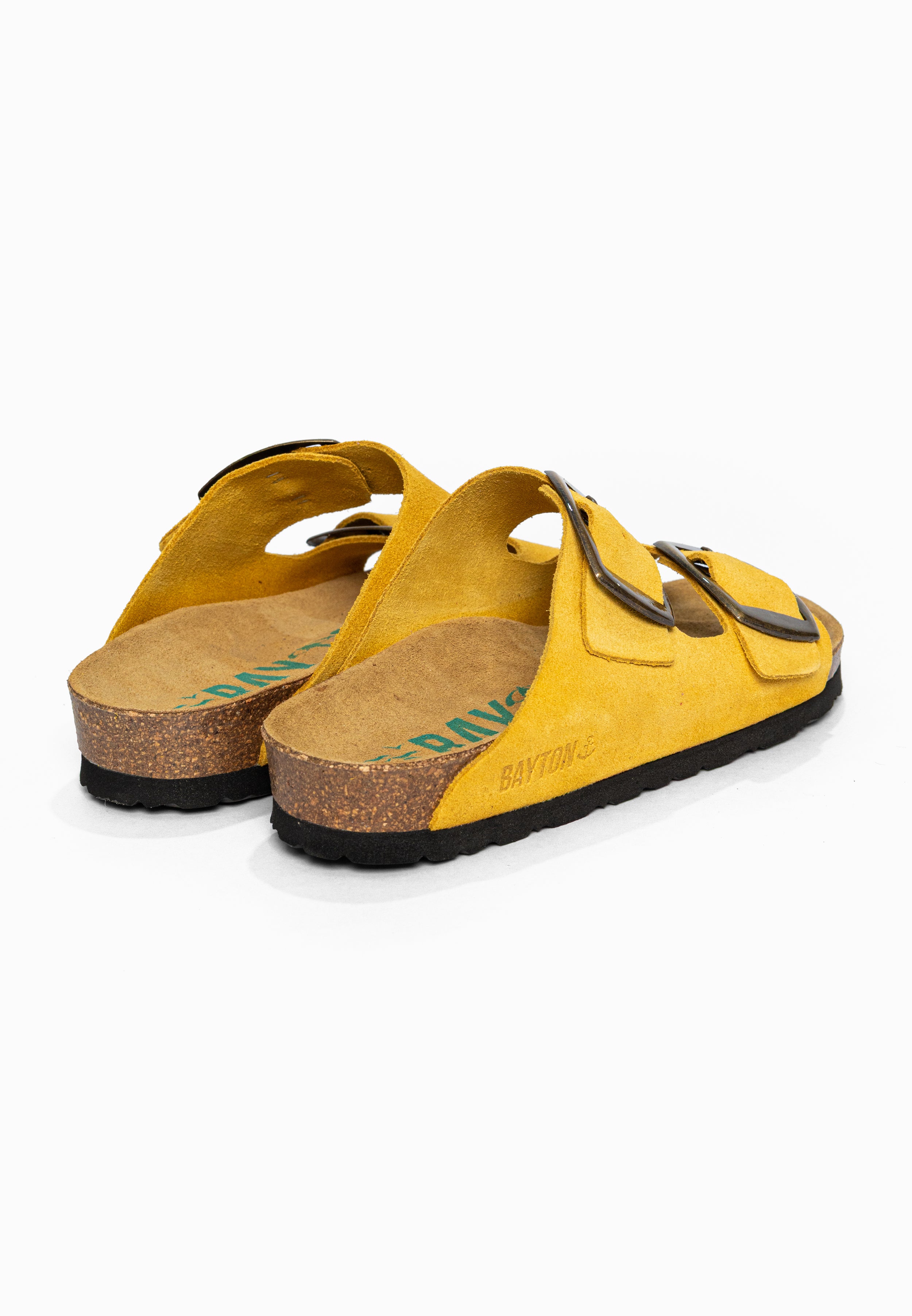 Sandales 2 Brides Alicante Jaune en Cuir Suédé Bayton pour Femme