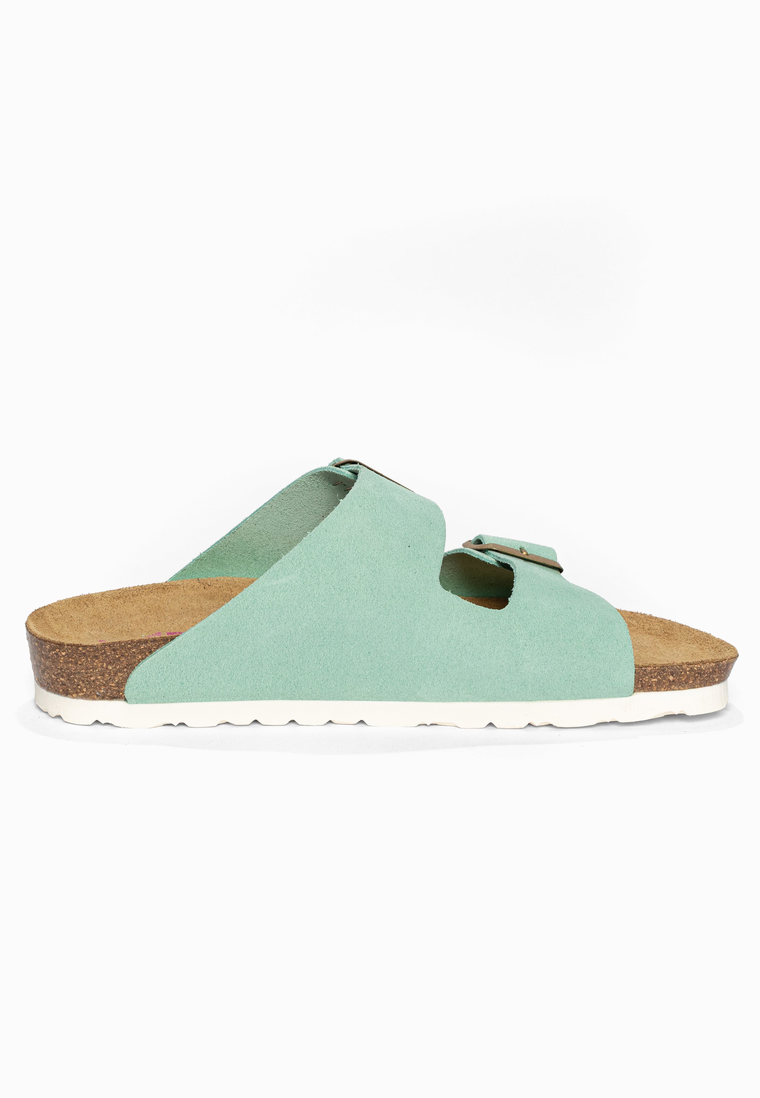 Sandales 2 Brides Atlas Turquoise en Cuir Suédé Bayton pour Femme