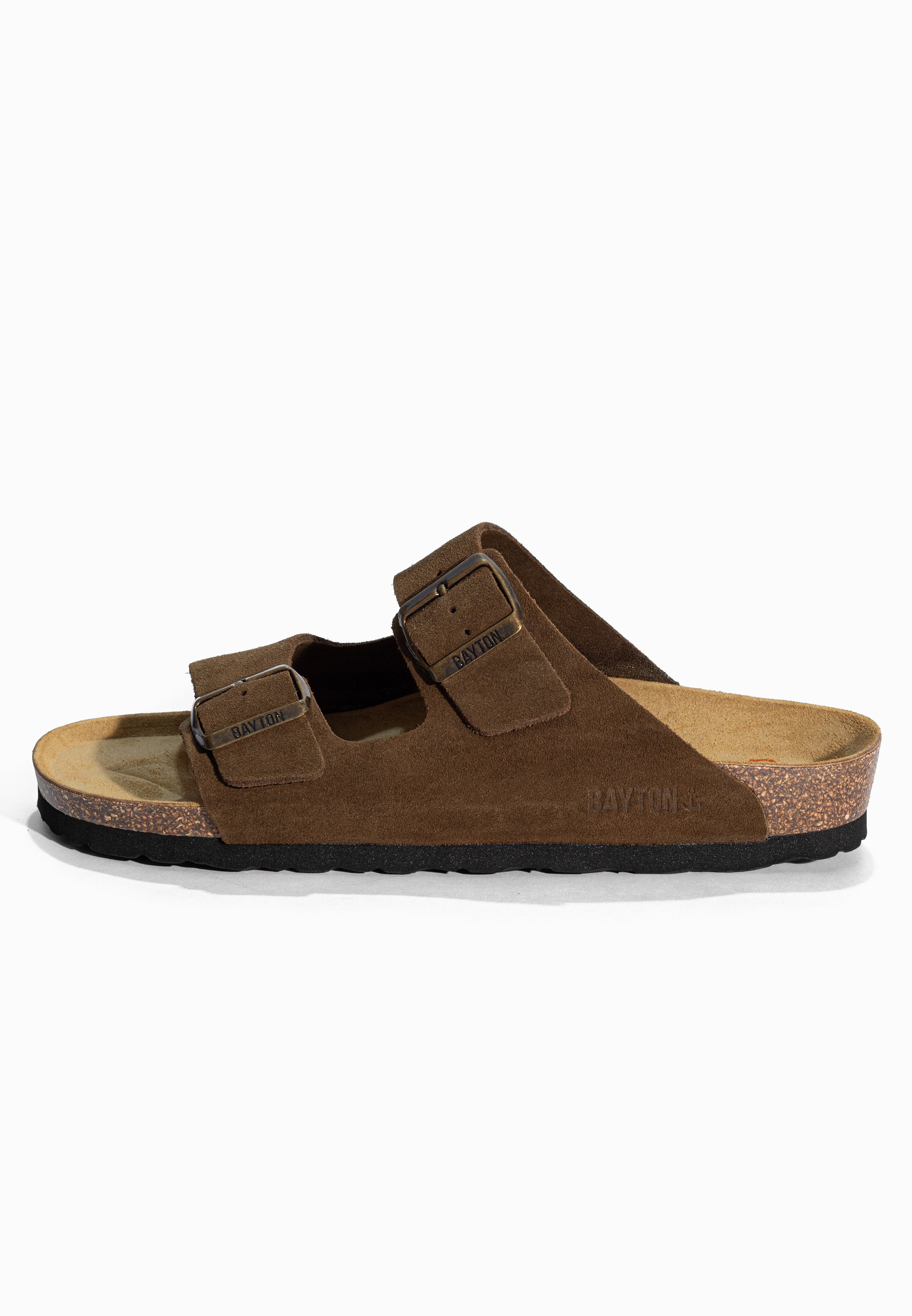 Sandales 2 Brides Atlas Marron en Cuir Suédé Bayton pour Homme