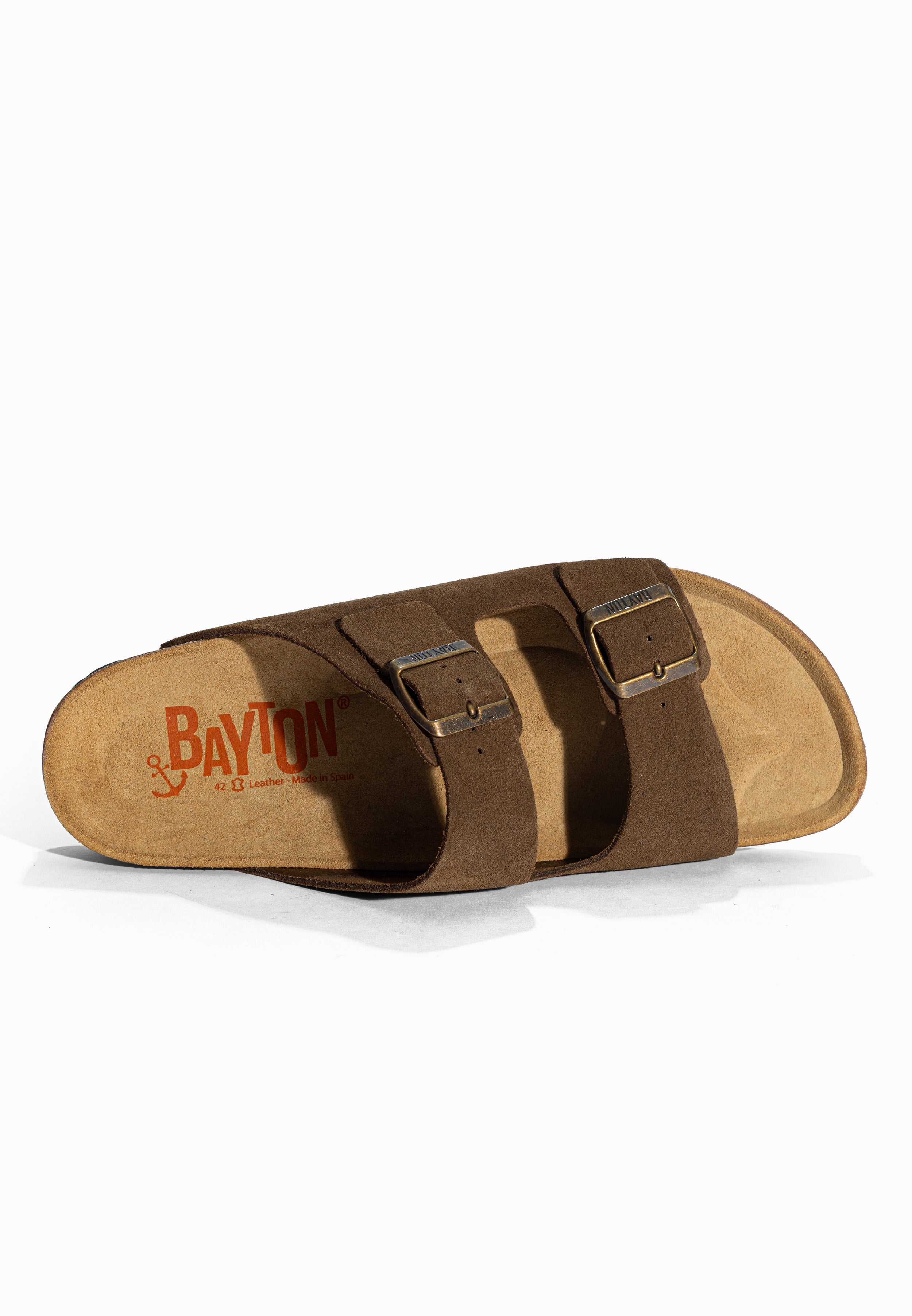 Sandales 2 Brides Atlas Marron en Cuir Suédé Bayton pour Homme