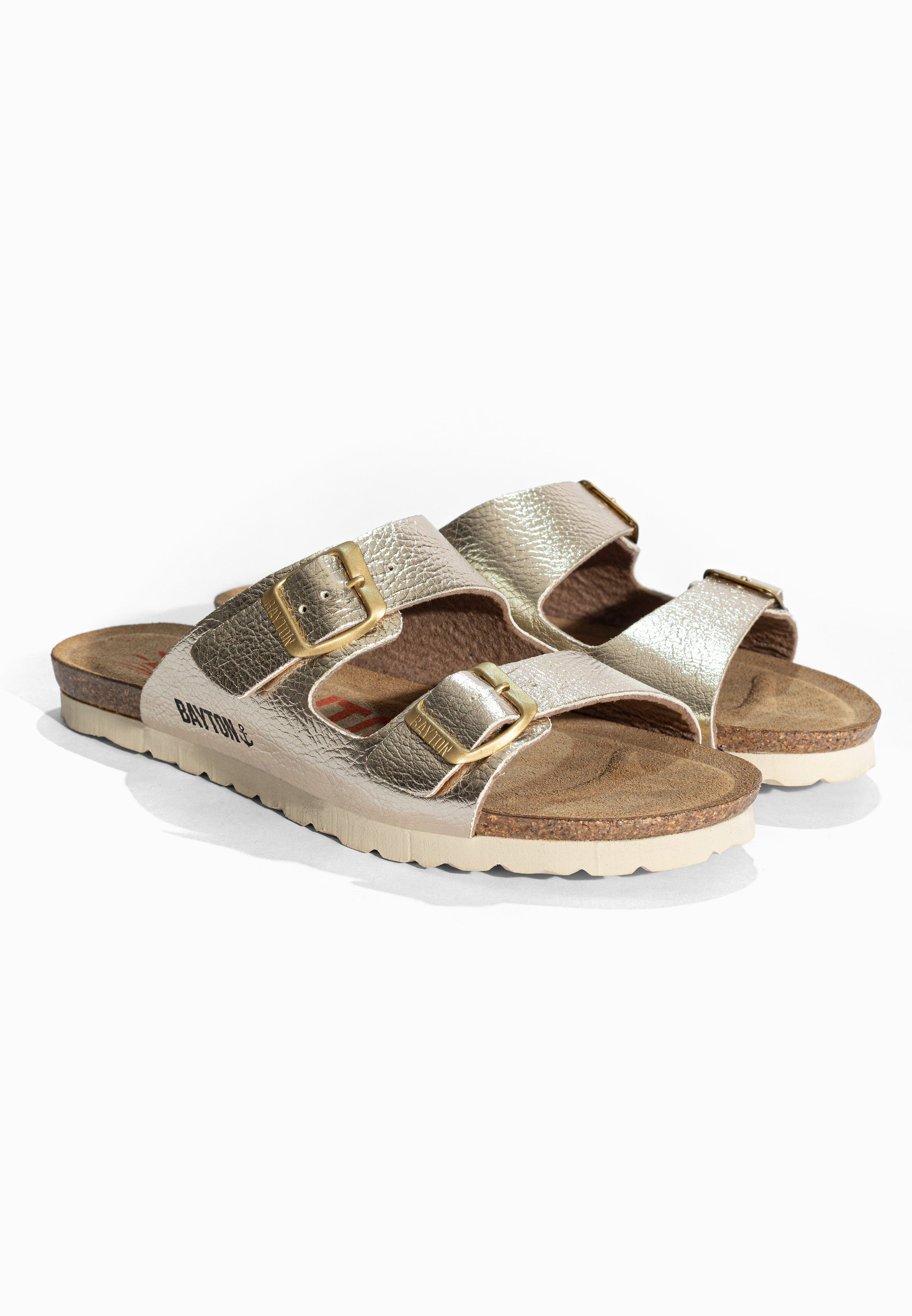 Sandales 2 Brides Astrakan Or Bayton pour Femme