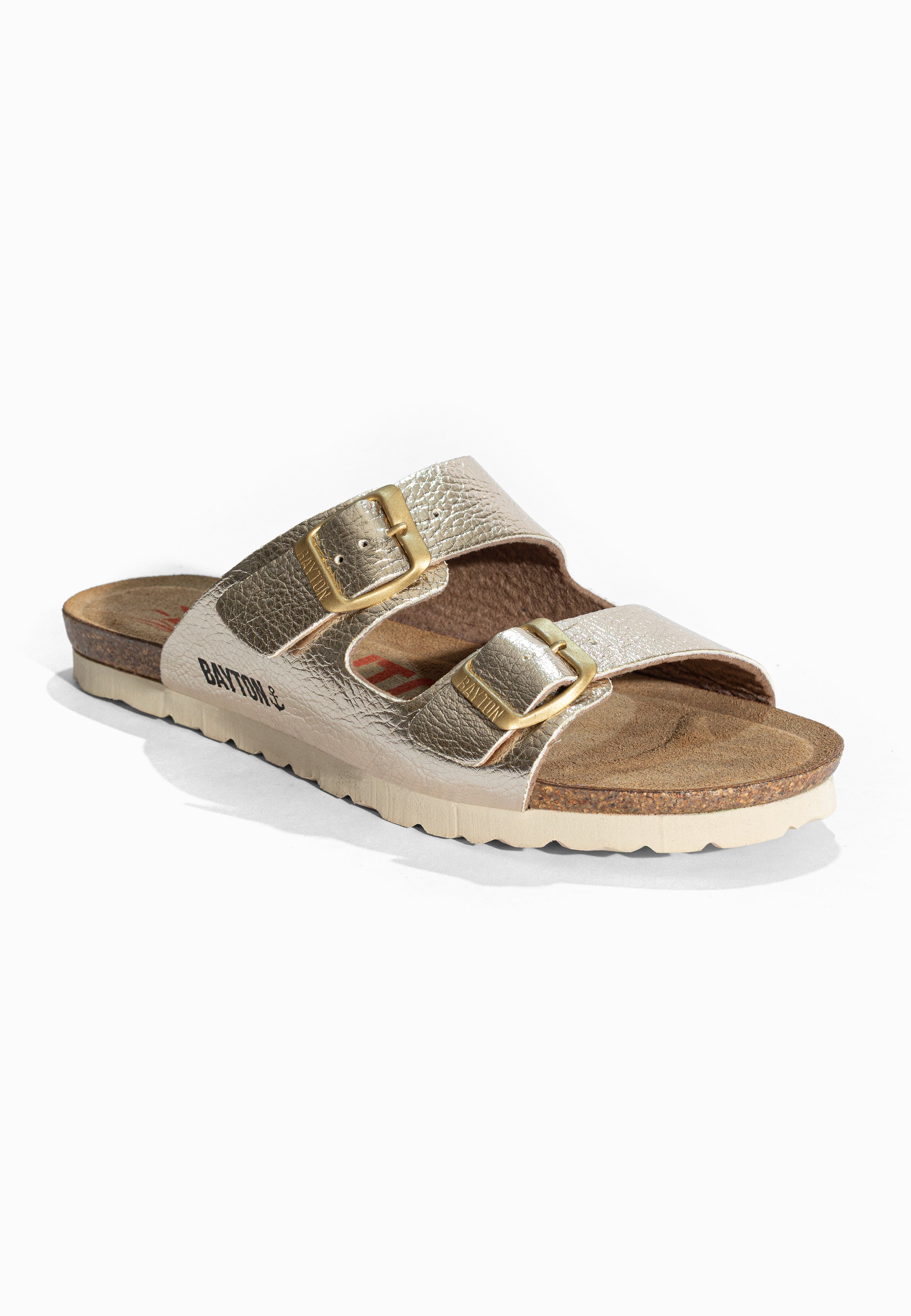 Sandales 2 Brides Astrakan Or Bayton pour Femme