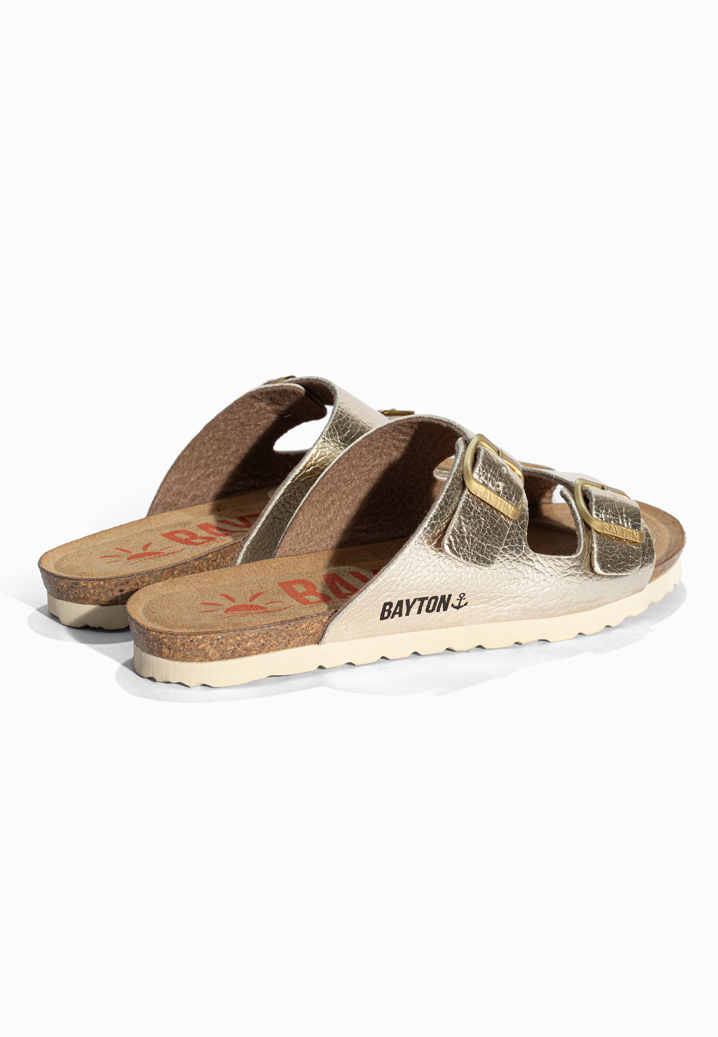 Sandales 2 Brides Astrakan Or Bayton pour Femme
