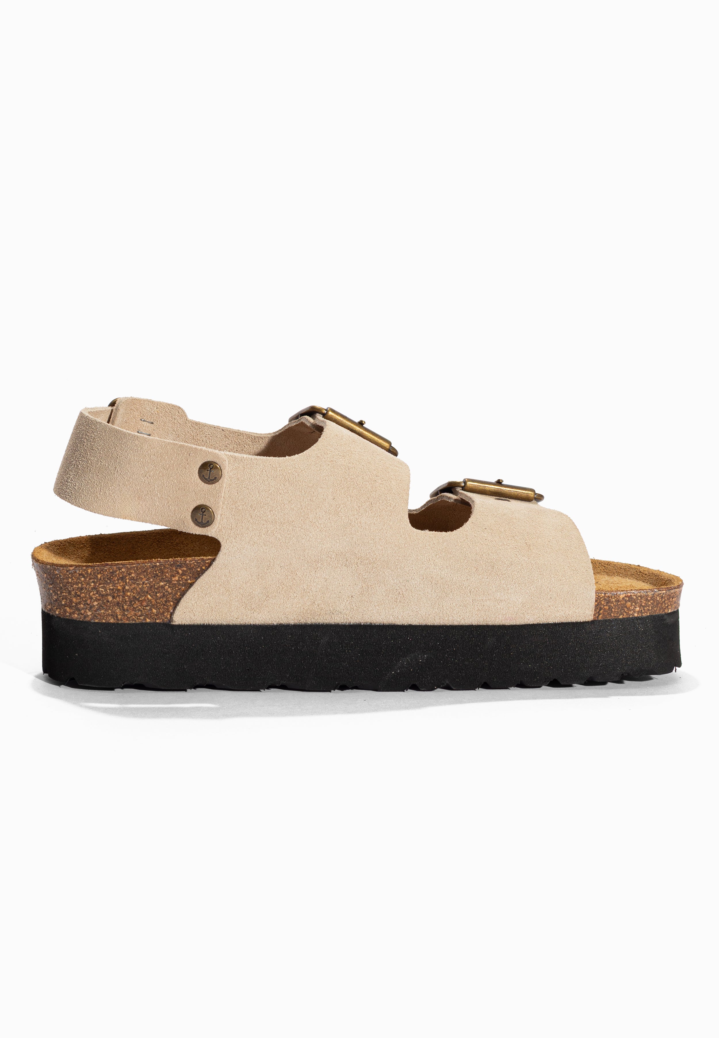 Sandales à Plateforme Rosa Beige en Cuir Suédé Bayton pour Femme