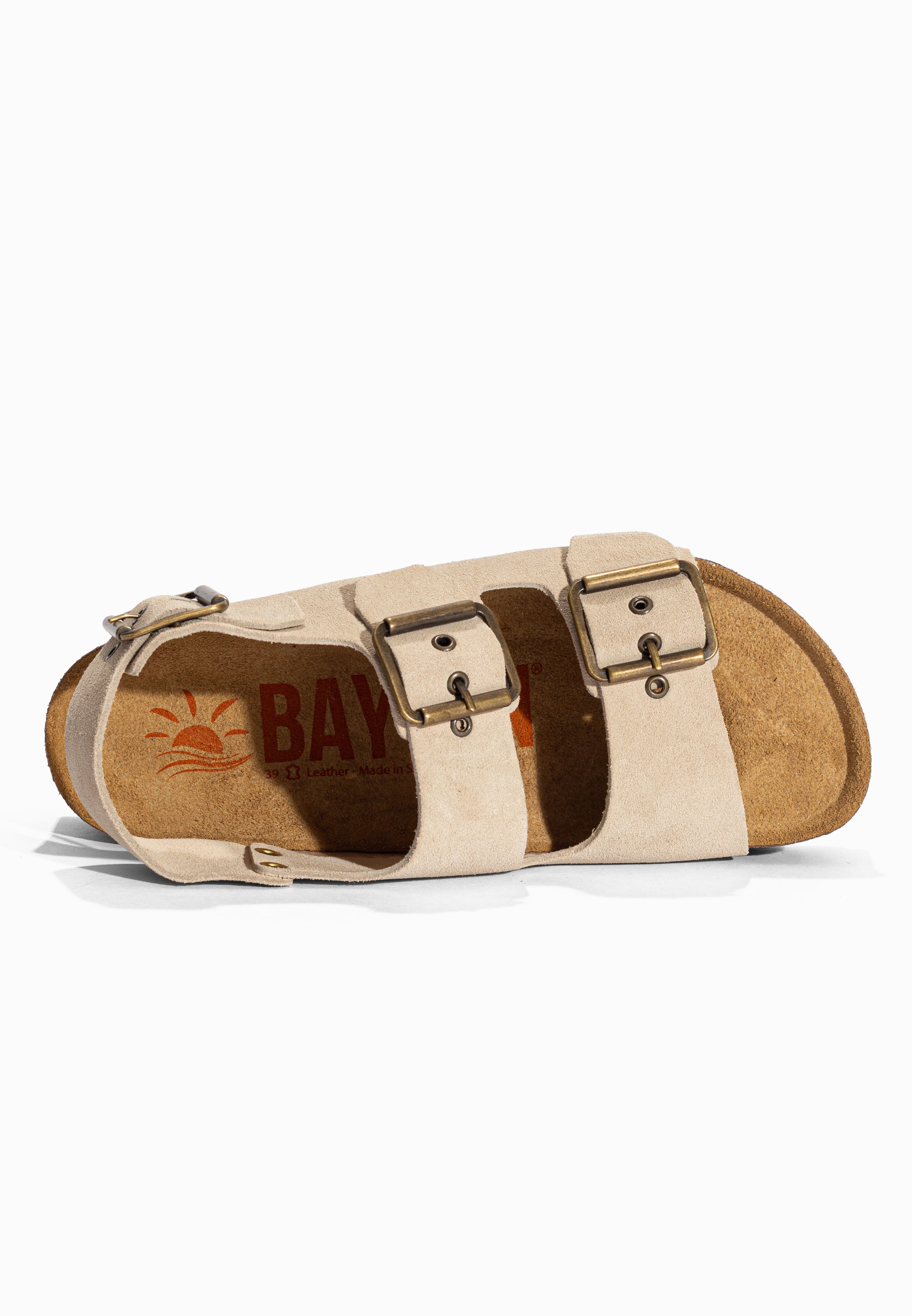 Sandales à Plateforme Rosa Beige en Cuir Suédé Bayton pour Femme