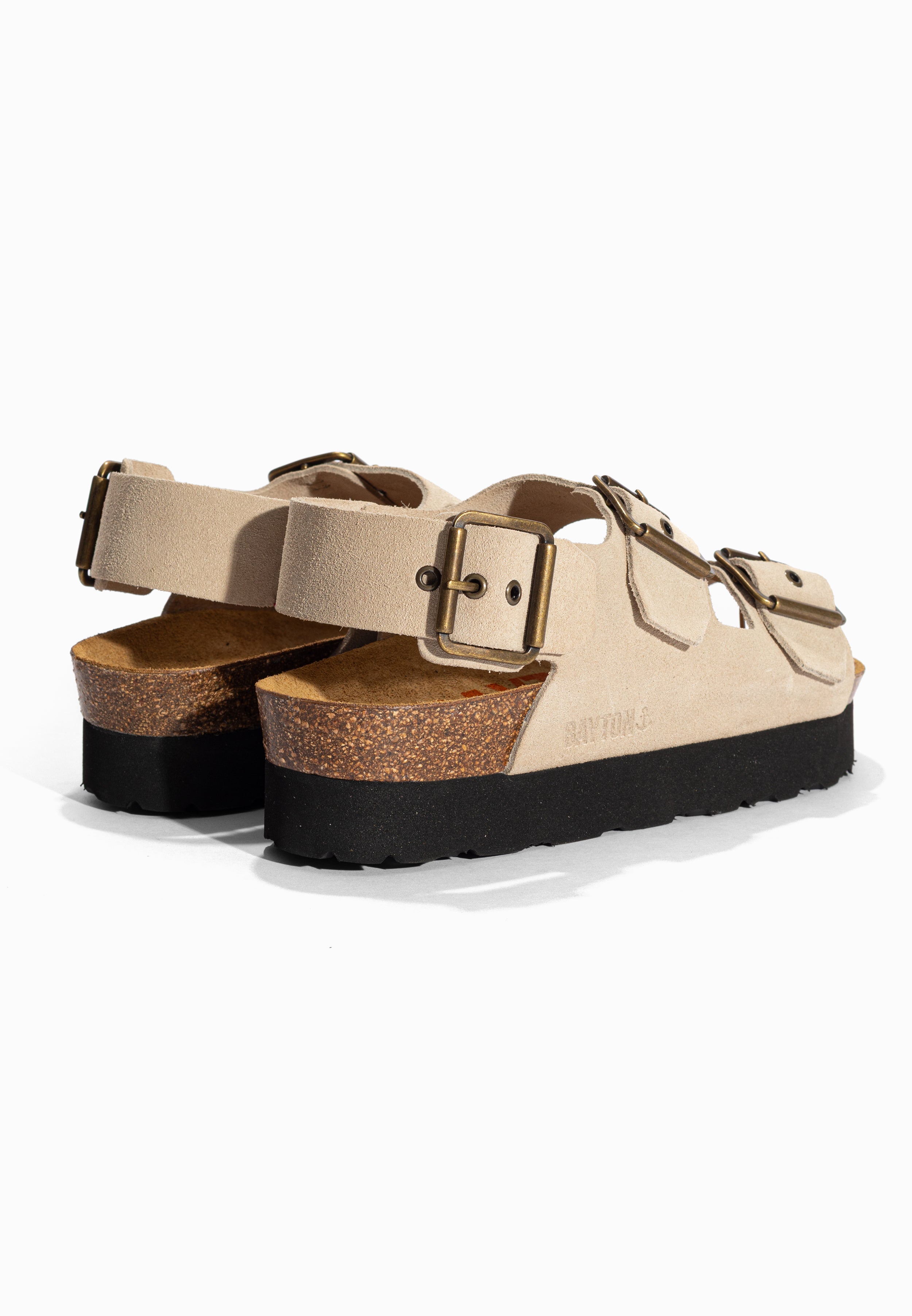 Sandales à Plateforme Rosa Beige en Cuir Suédé Bayton pour Femme