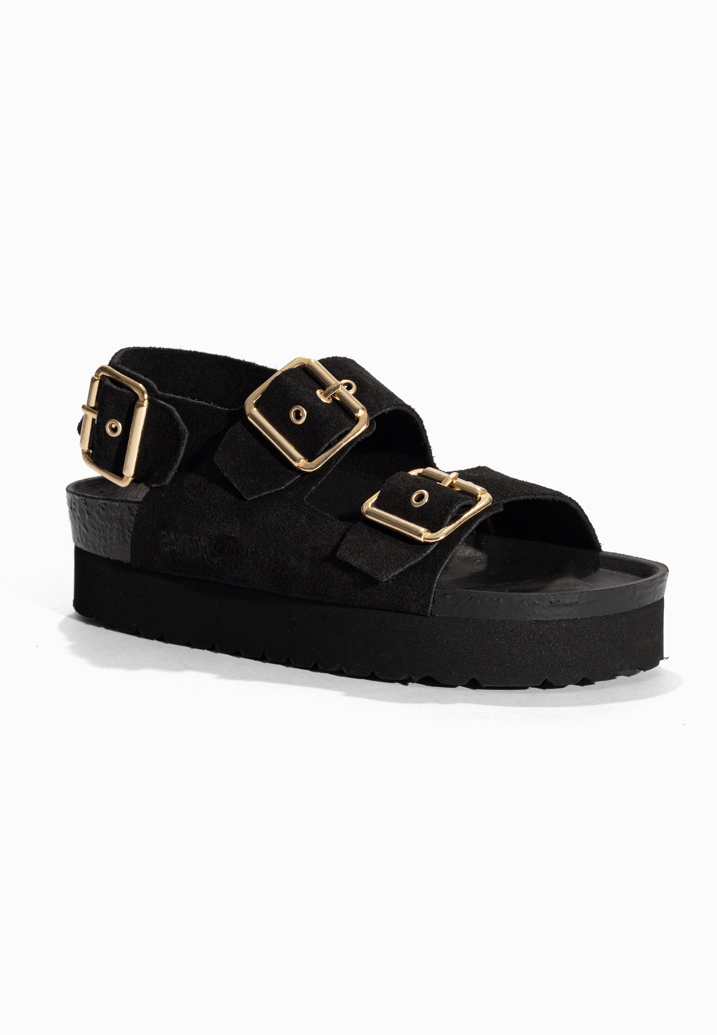 Sandales à Plateforme Rosa Noir en Cuir Suédé Bayton pour Femme