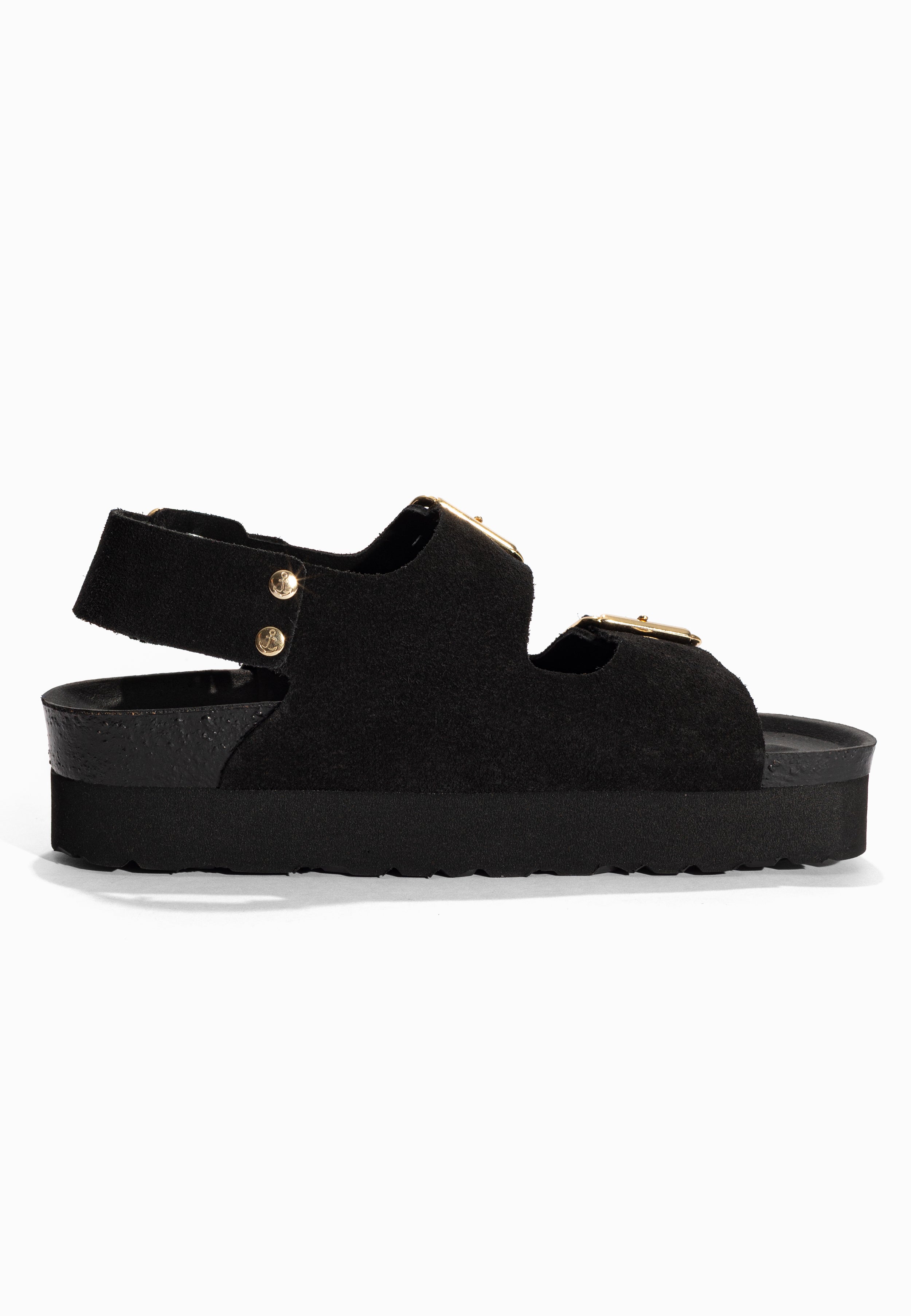 Sandales à Plateforme Rosa Noir en Cuir Suédé Bayton pour Femme