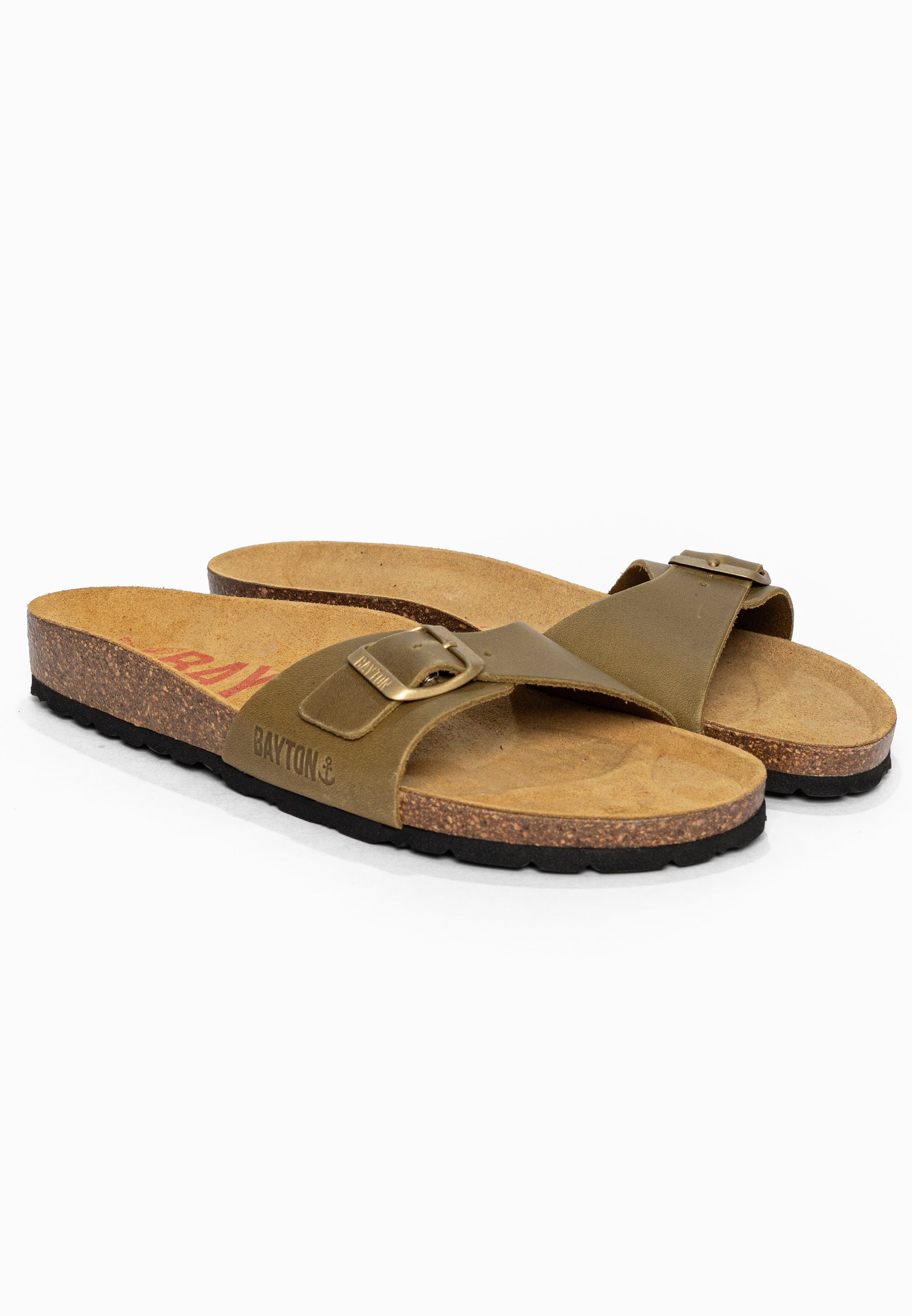 Sandales 1 Bride Zephyr Kaki en Cuir Bayton pour Femme